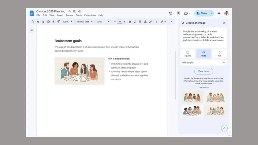 Google Docs gerando imagem com Gemini