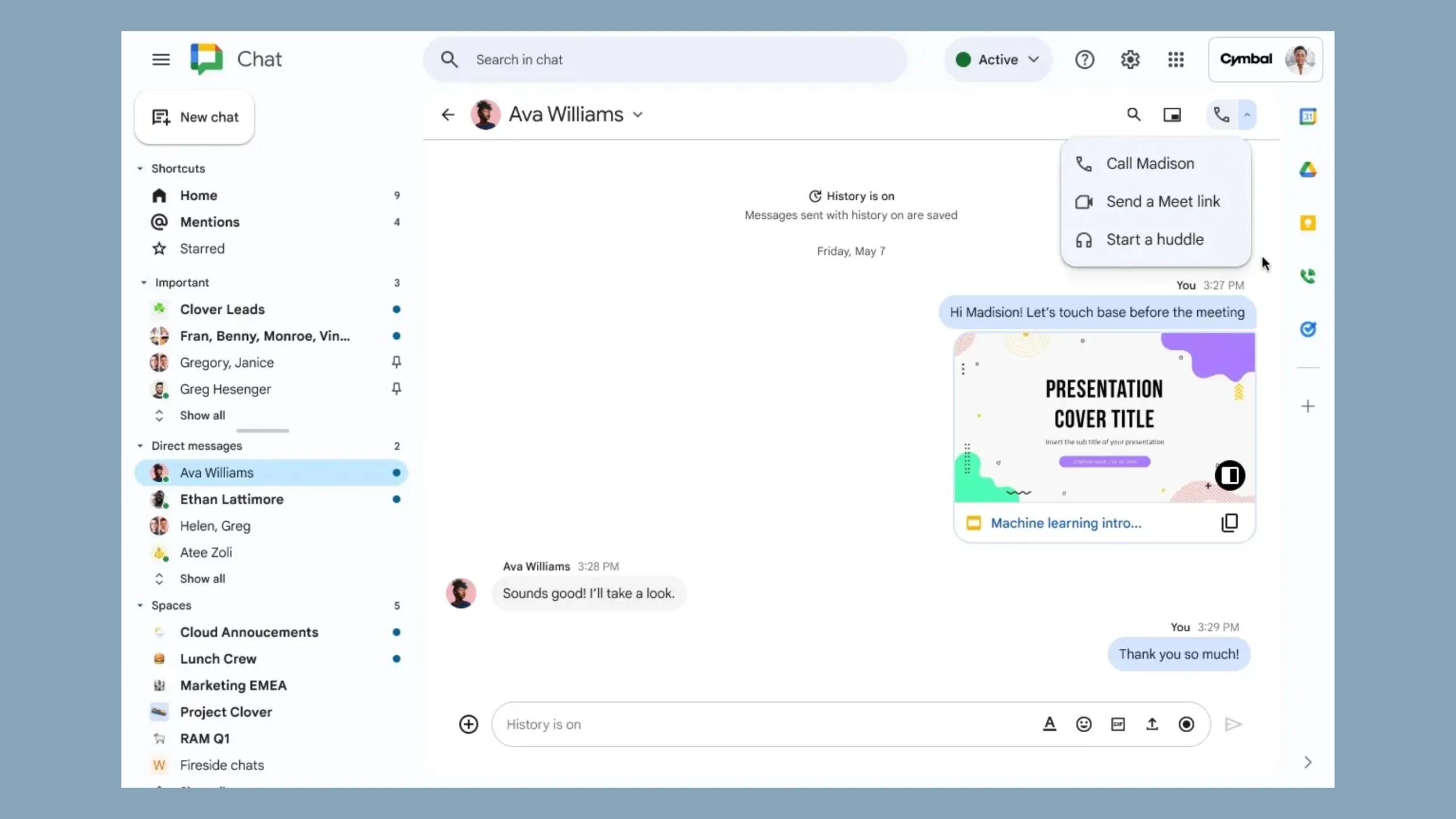 Google Chat lança "Huddles": reuniões de áudio integradas ao Meet 2 Imagem Google Chat Huddles integrado ao Google Meet