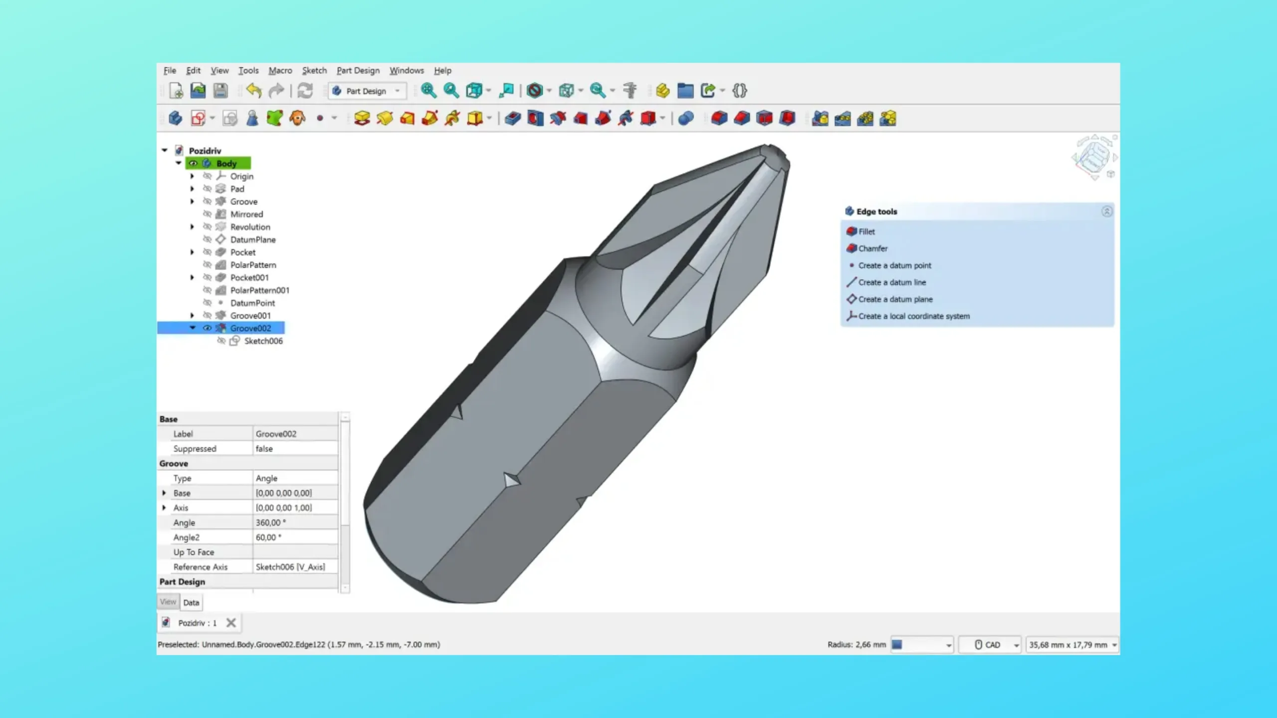 Imagem com a interface do Freecad