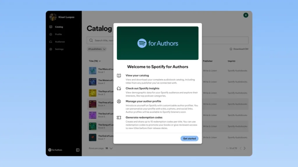 Plataforma para autores Spotify