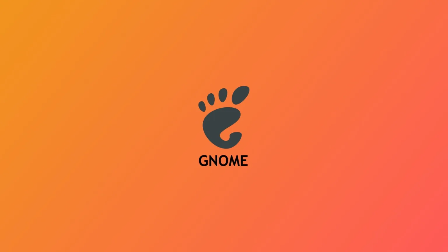 Logo do GNOME com um fundo laranja, mostrando a pata estilizada do mascote do GNOME e o nome GNOME embaixo