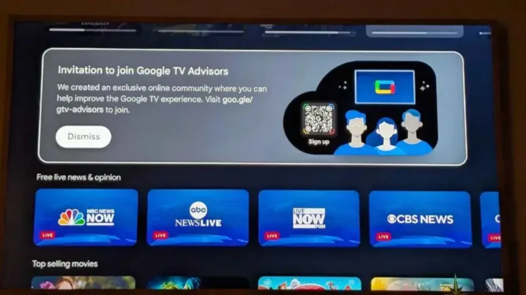 Imagem de anúncios Google TV