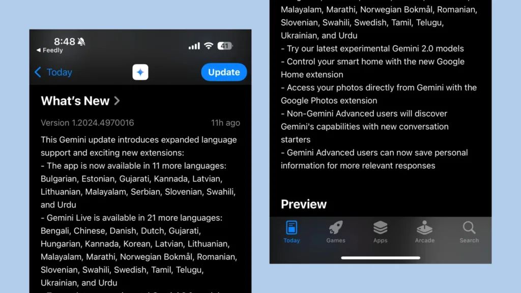 Atualização Gemini iOS