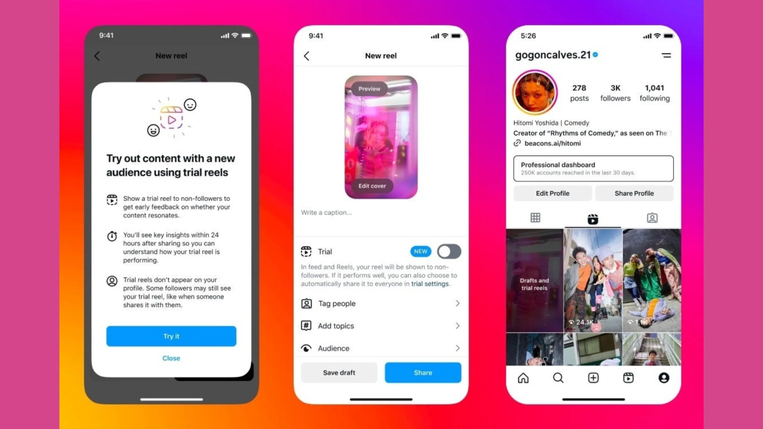 Instagram testa "trial reels" para experimentar conteúdo antes de compartilhar 2 Teste de Reels no Instagram