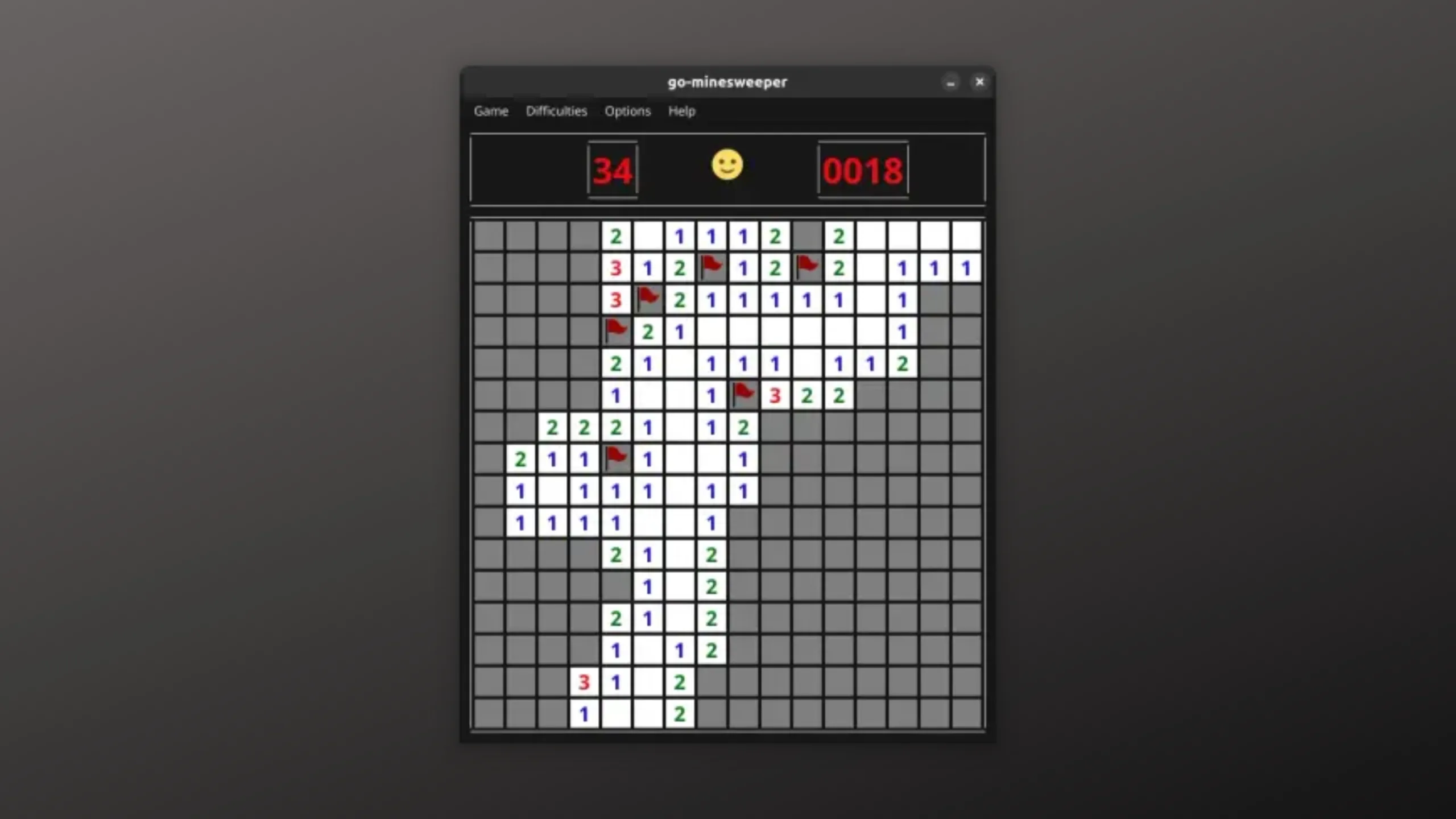 Instale o go-minesweeper no Ubuntu, Fedora, Debian e outras distribuições Linux com Flatpak 2 Imagem com a interface do Minesweeper