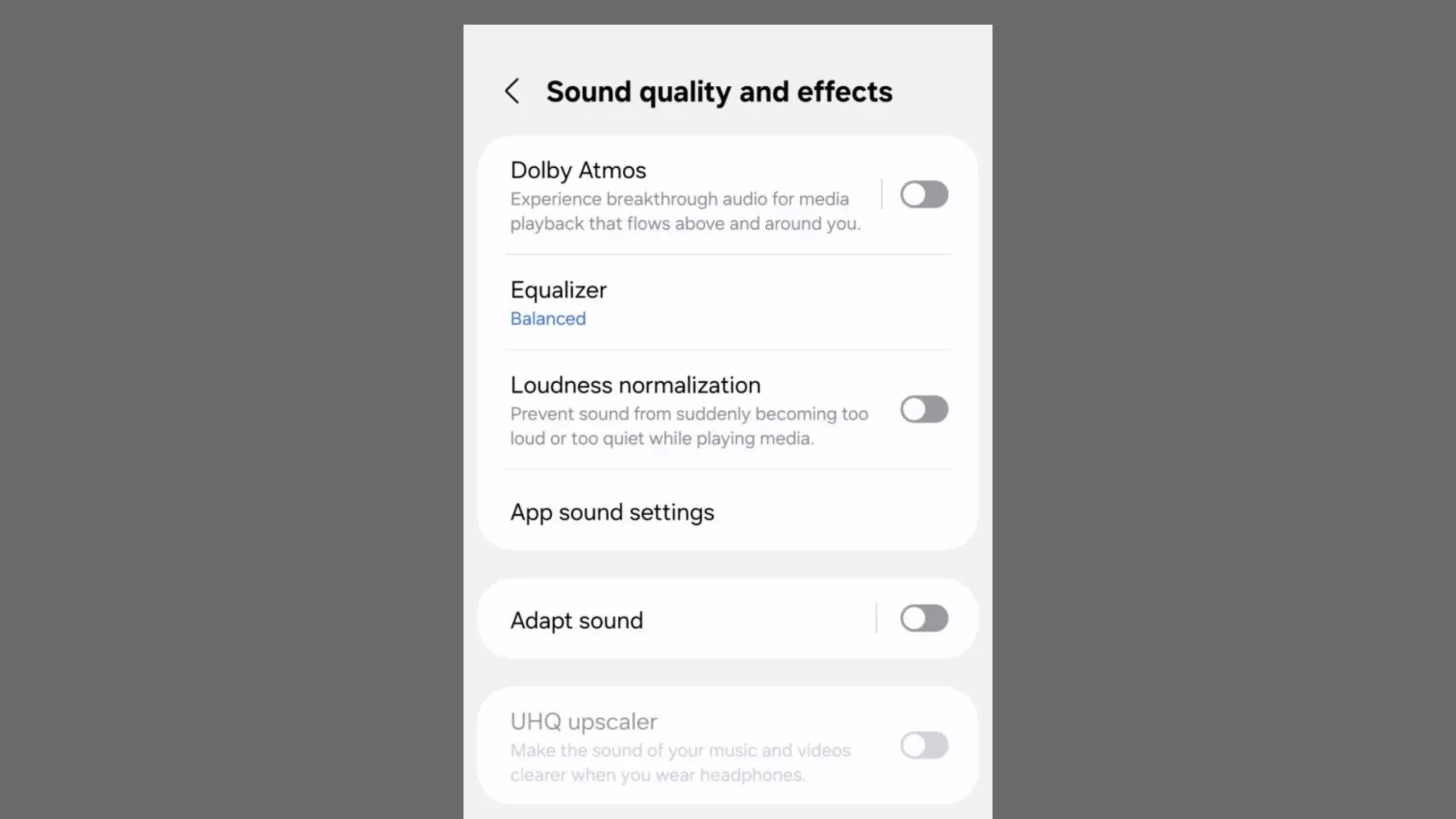 One UI 7 leva recurso de normalização de volume para mais smartphones Galaxy 2 Configurações de qualidade de som e efeitos no One UI 7.0 beta no Galaxy S24