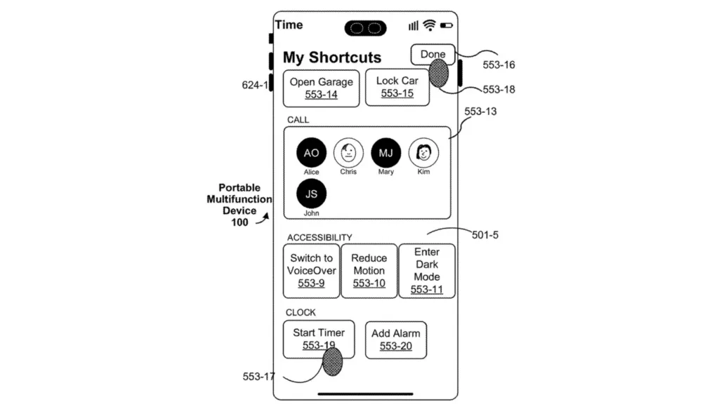 Patente de botões de ação do iPhone