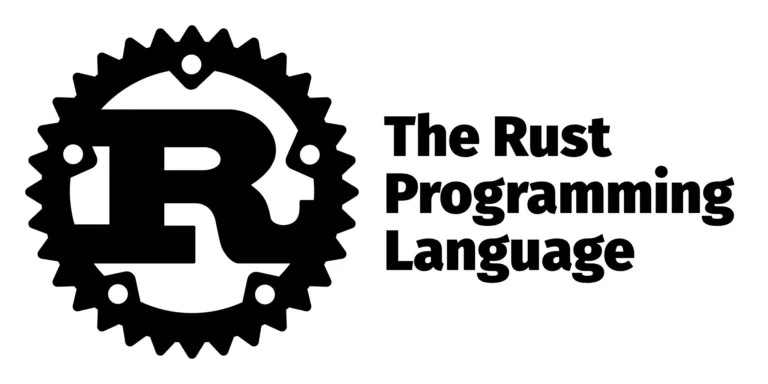 Logotipo da linguagem de programação Rust, representando uma engrenagem com a letra R no centro, destacando a identidade visual da linguagem voltada para desempenho e segurança.