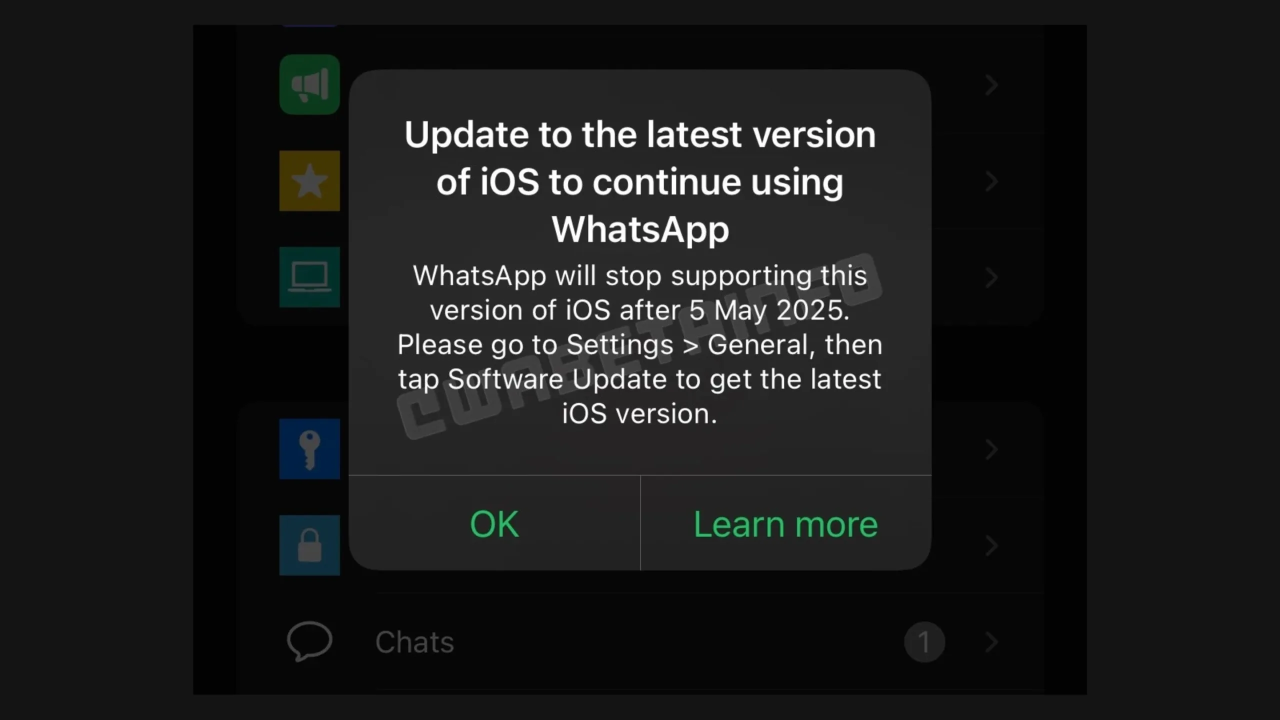 WhatsApp encerrará suporte para versões antigas do iOS 2 Encerramento de suporte para iOS mais antigo WhatsApp
