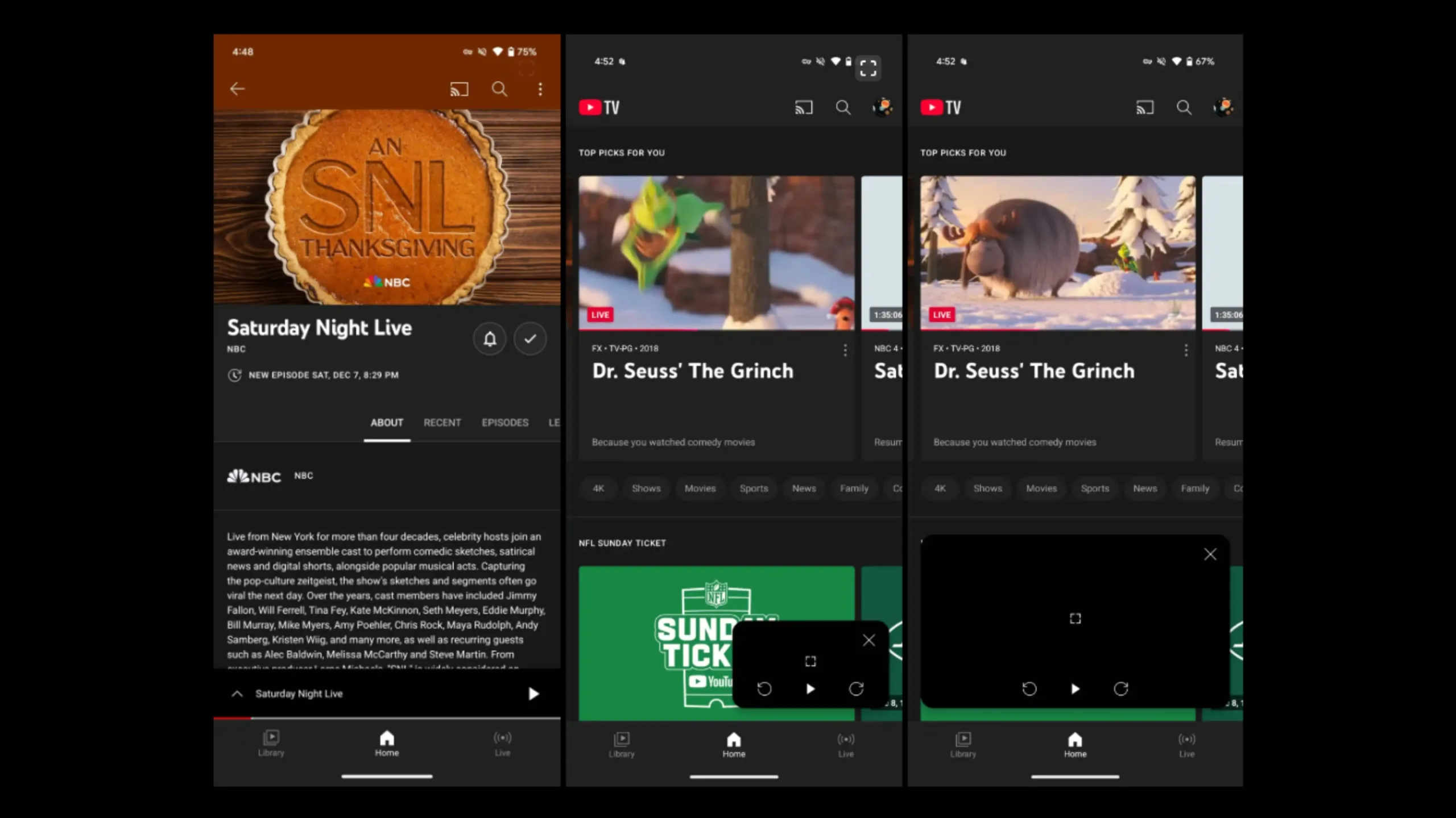 YouTube TV para Android ganha miniplayer PiP redimensionável 2 Miniplayer YouTube TV