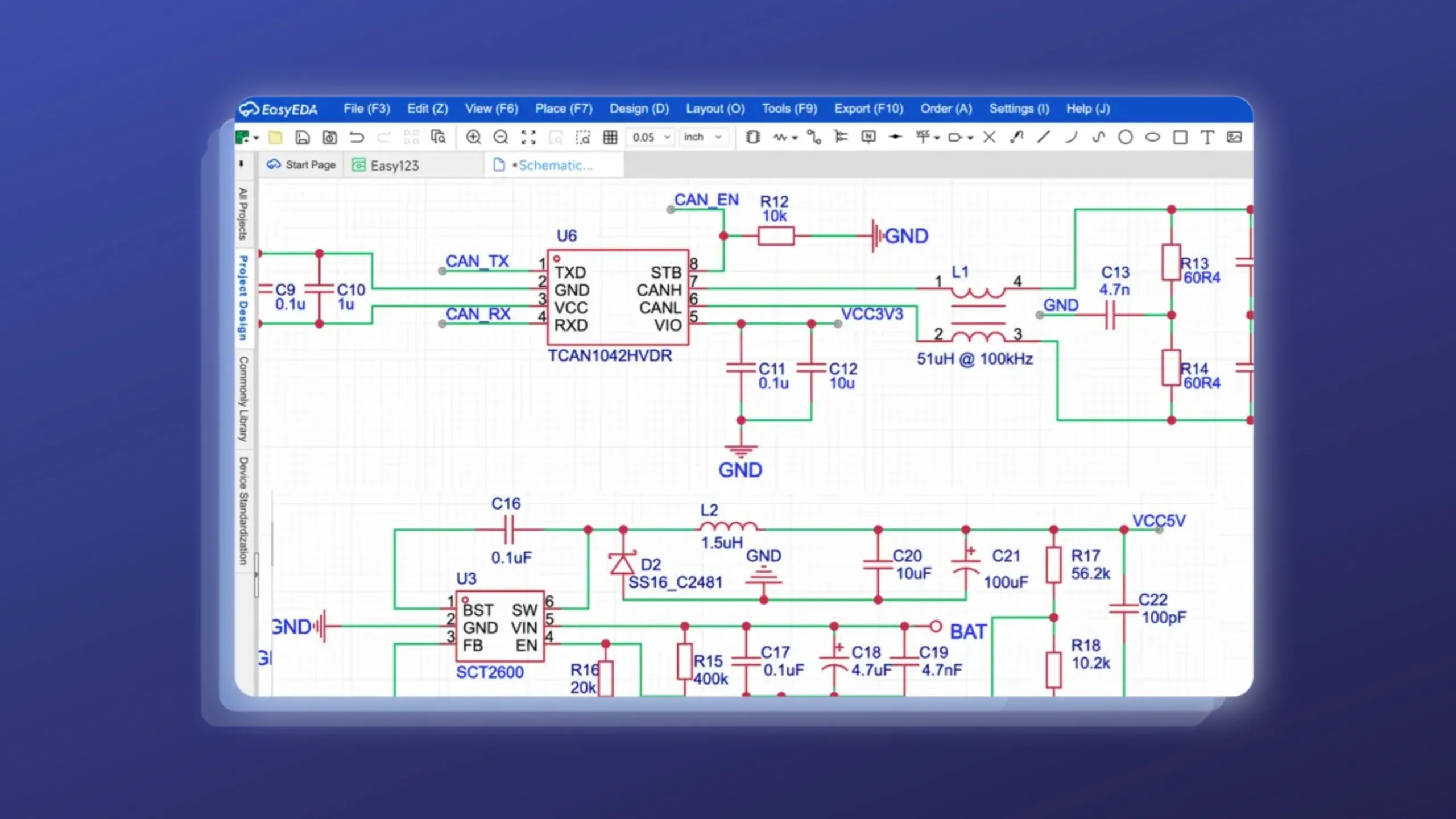 Imagem com a interface do Easyeda Pro