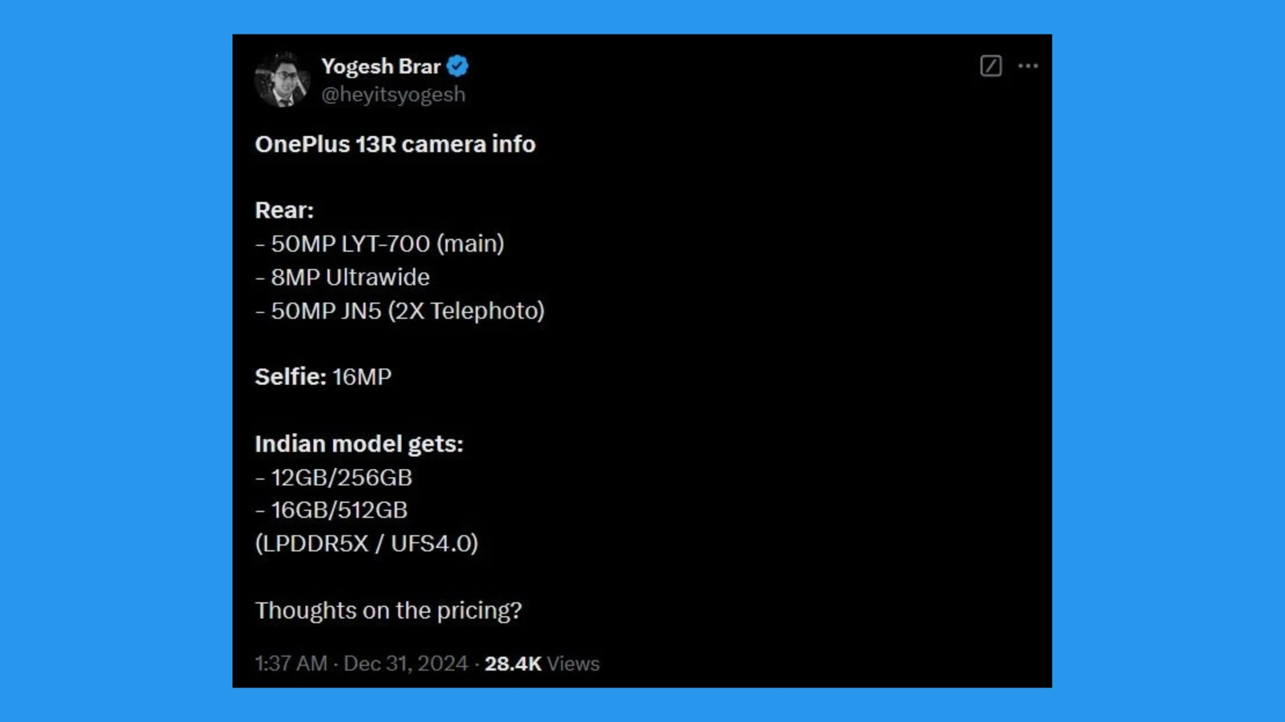 Especificações vazadas do OnePlus 13R refutam suposição popular sobre o modelo 2 OnePlus 13R