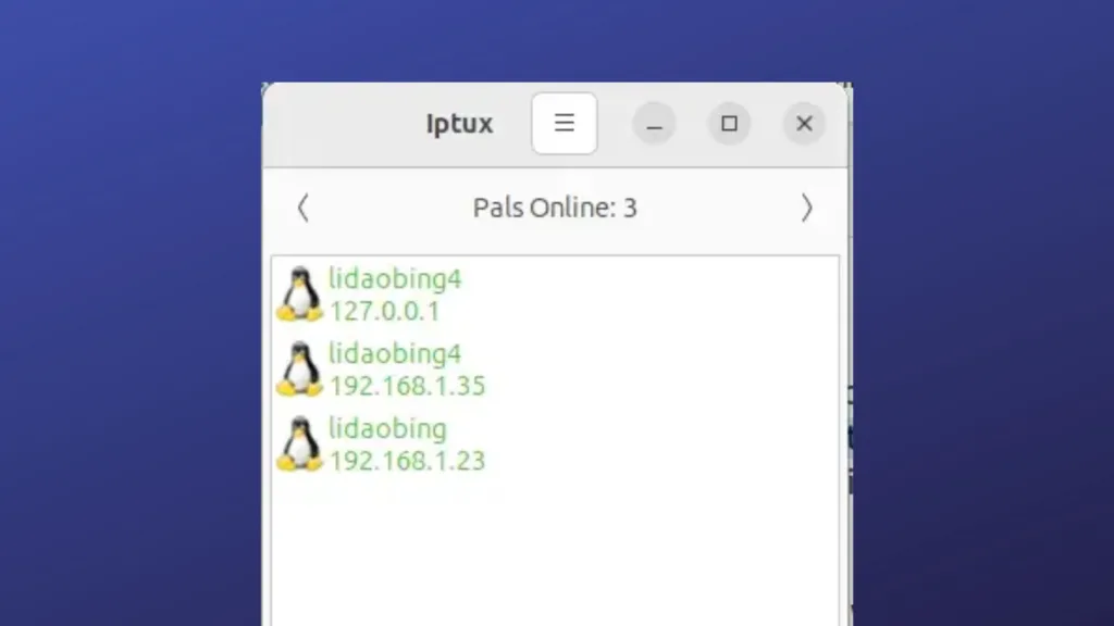 Imagem com a interface do iptux