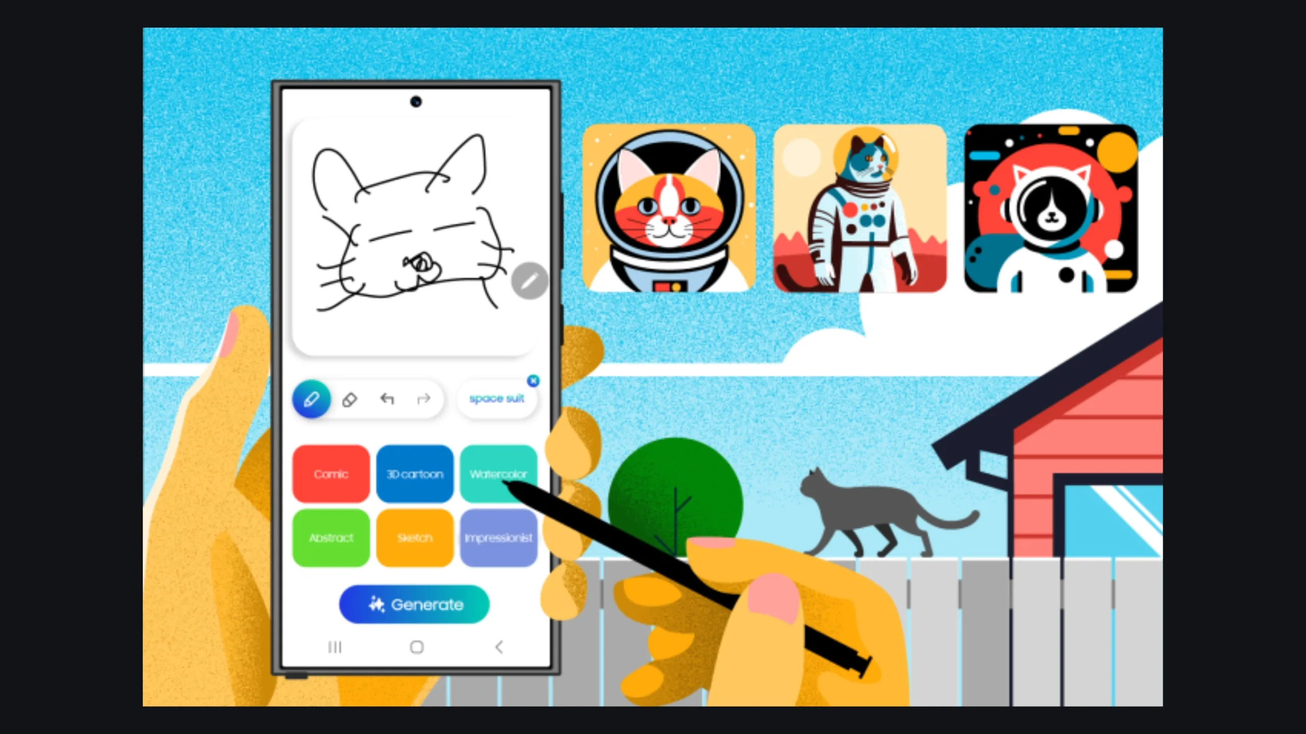 Galaxy S25: Sketch to Image evolui com comandos de voz e texto 2 Sketch to Image