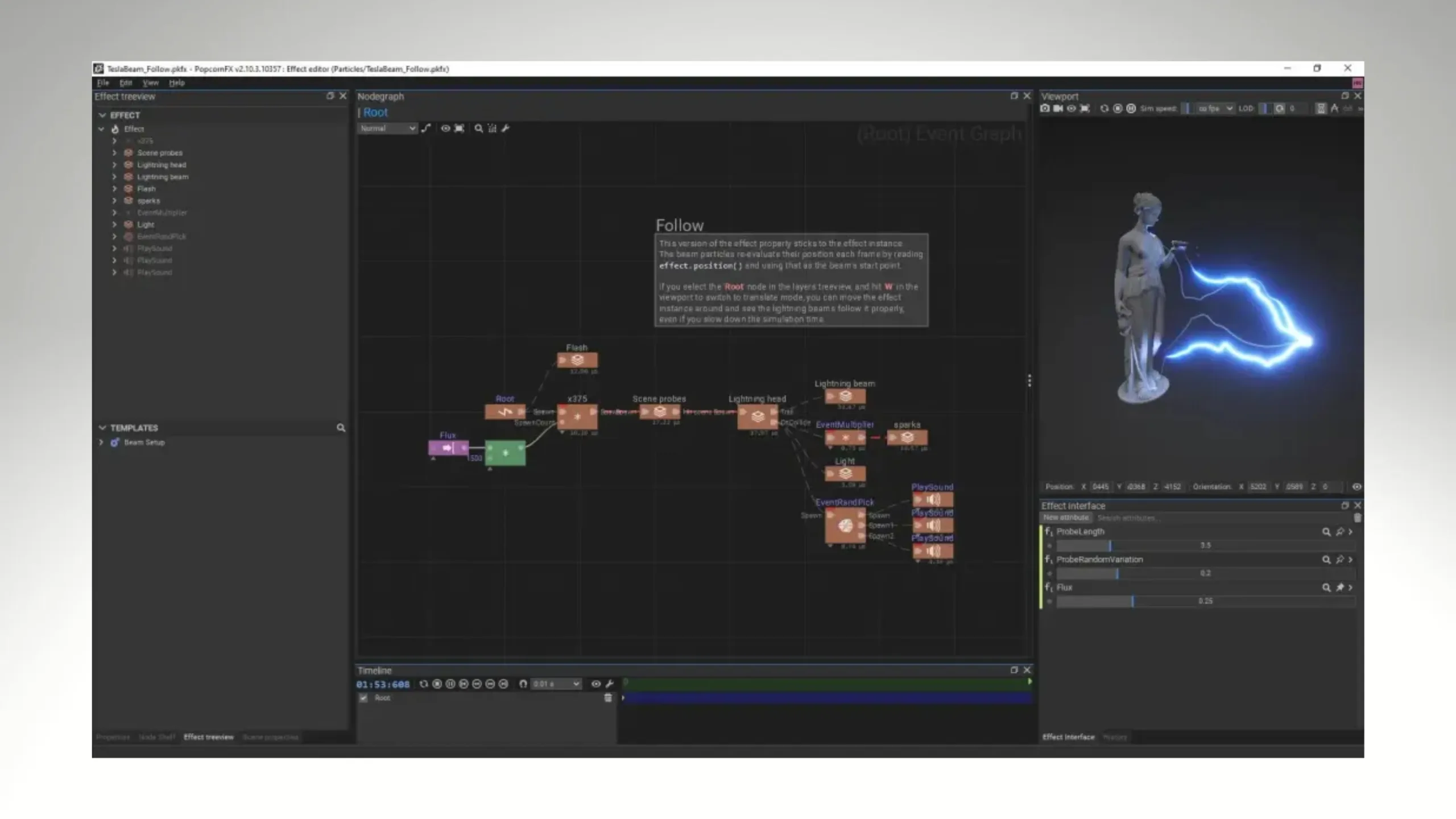Imagem com a interface do PopCornFX Editor
