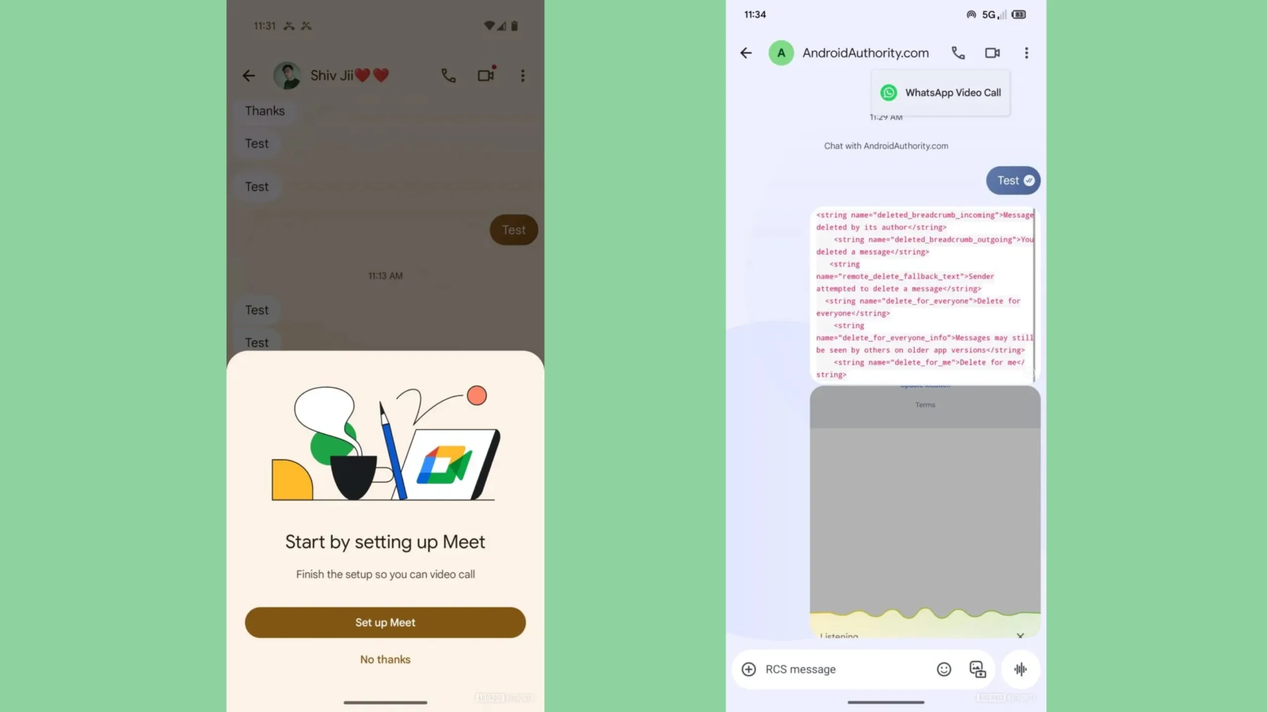 Integração Google Messages e WhatsApp