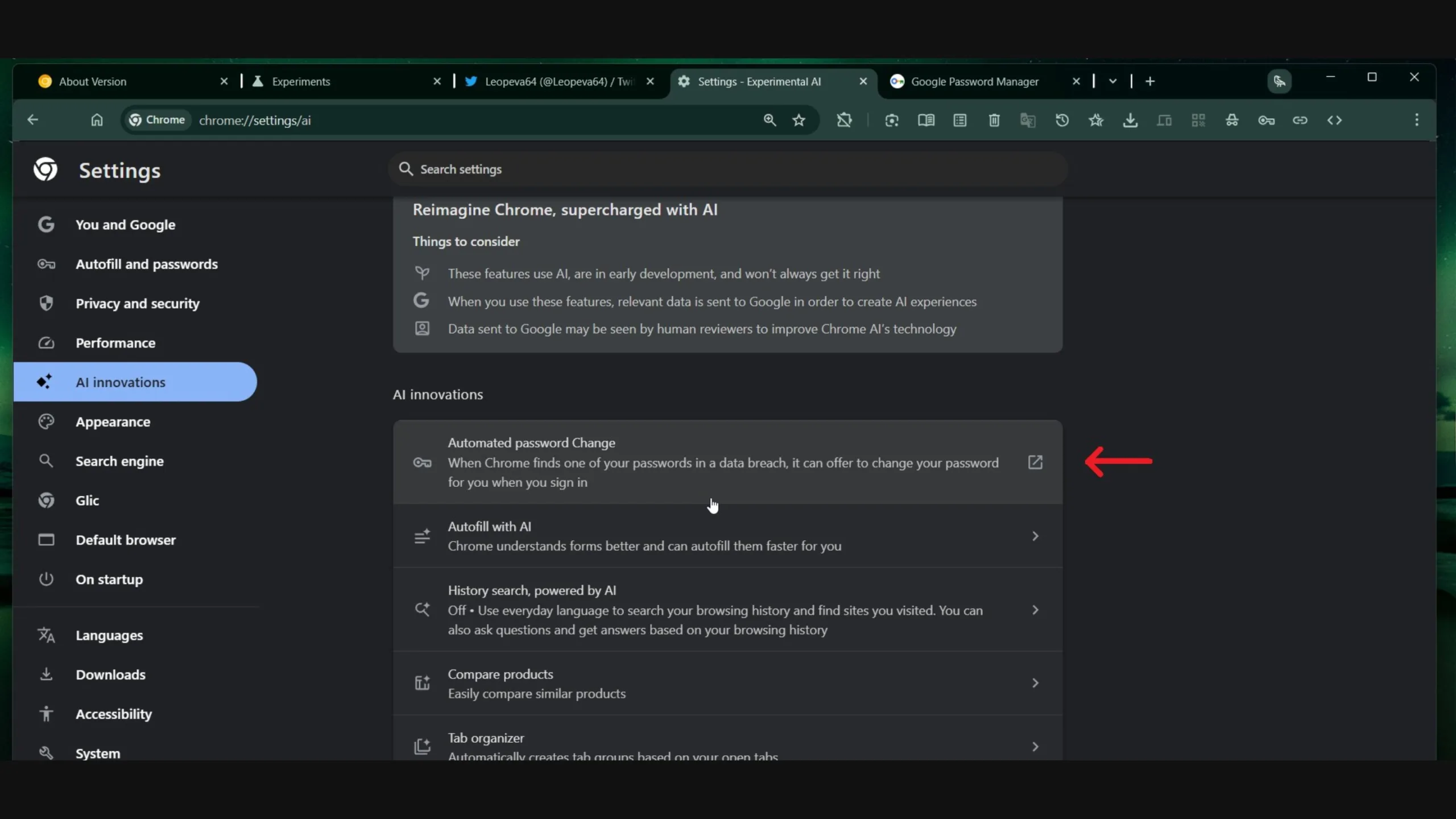 Chrome alteração de senhas