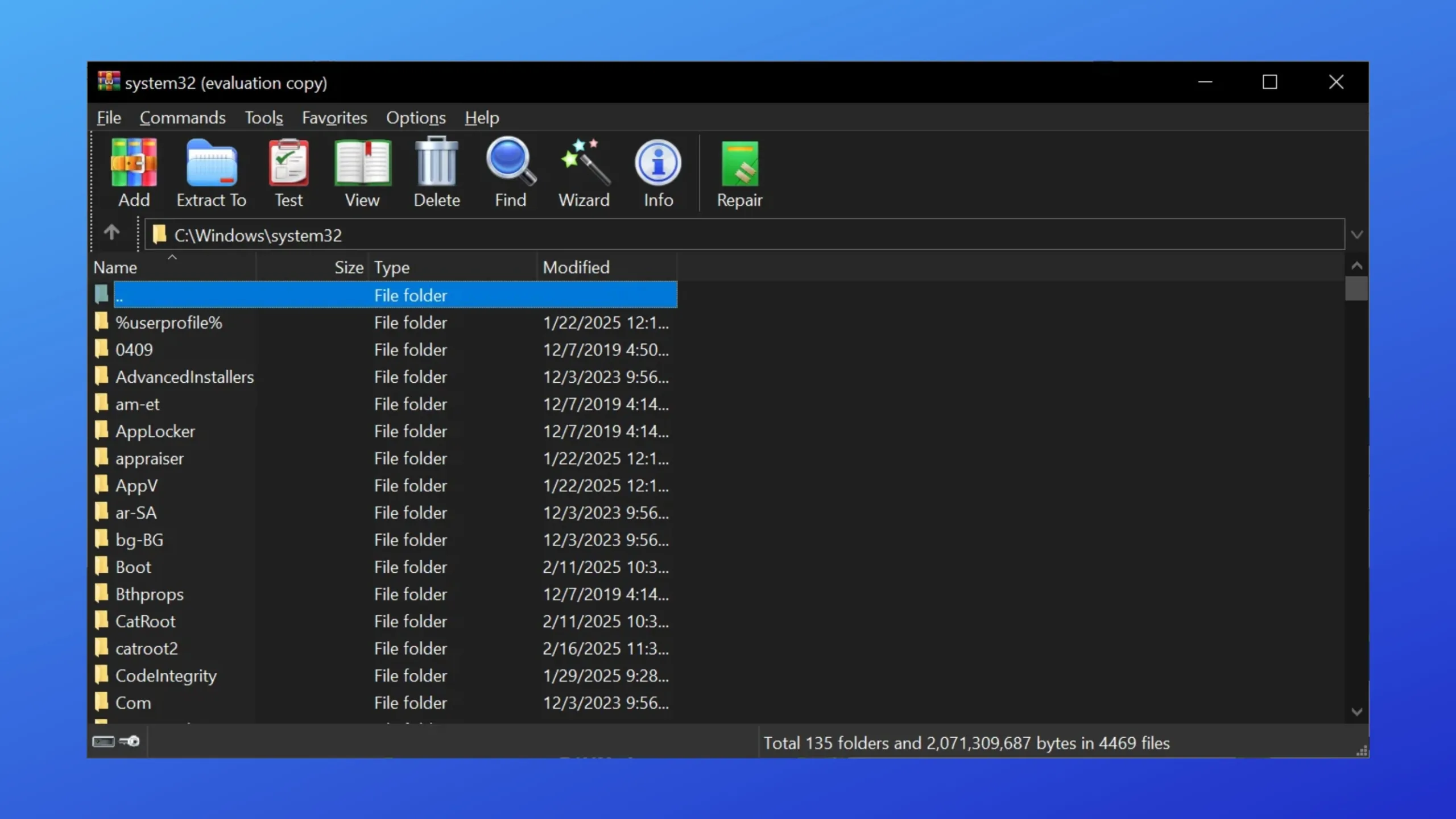 Modo escuro do WinRAR