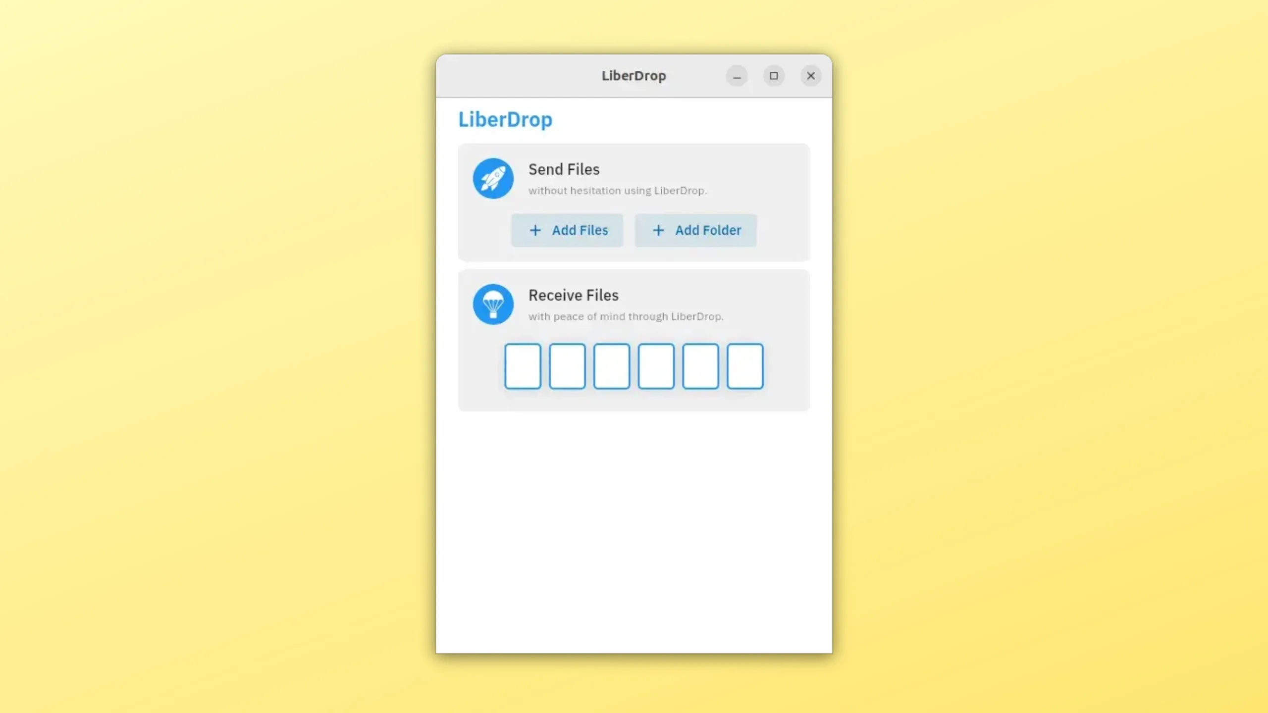 Imagem com a interface do Liberdrop