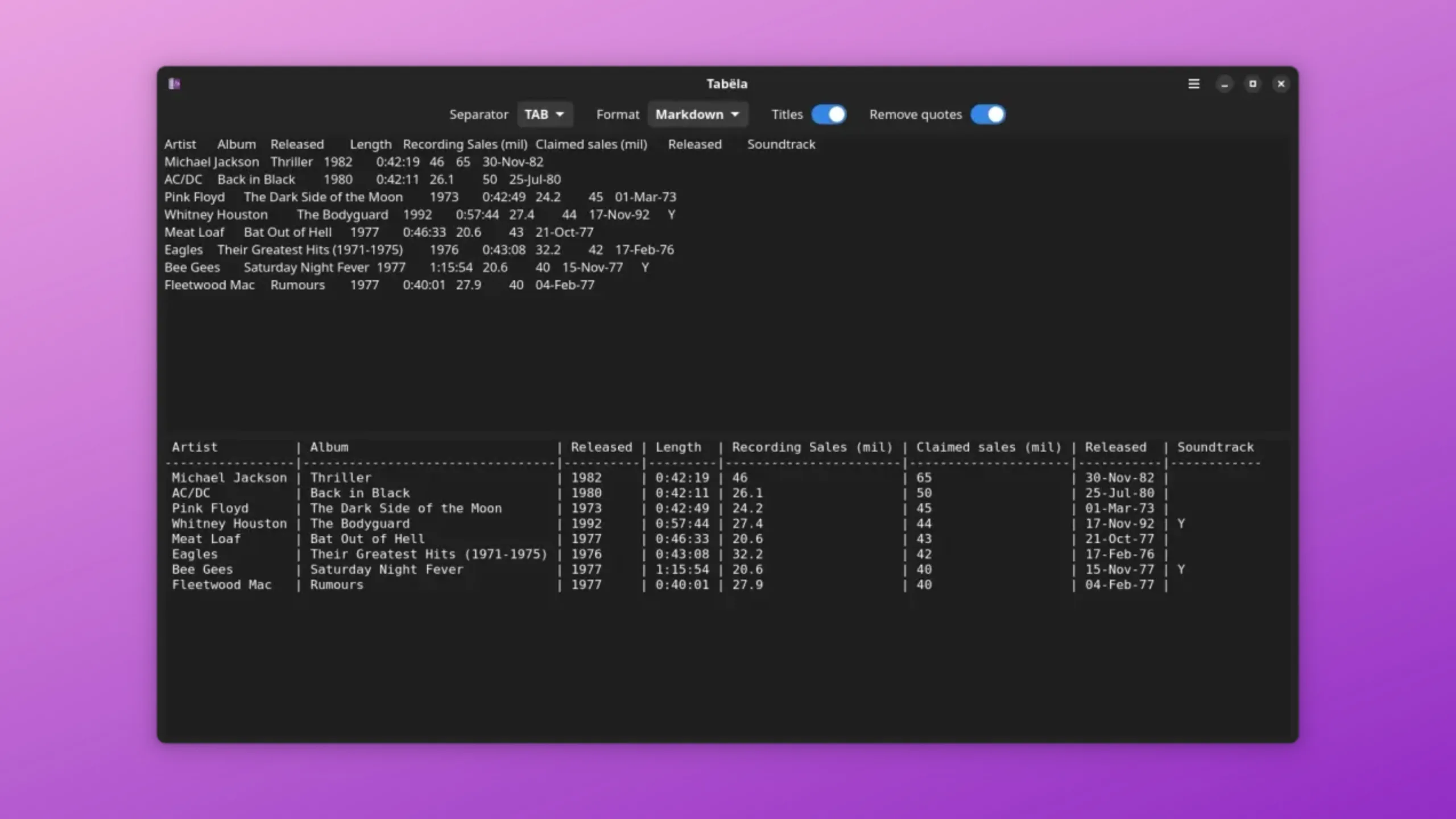 Instale o Tabëla no Ubuntu, Fedora, Debian e outras distribuições Linux com Flatpak 2 Imagem com a interface do Tabela