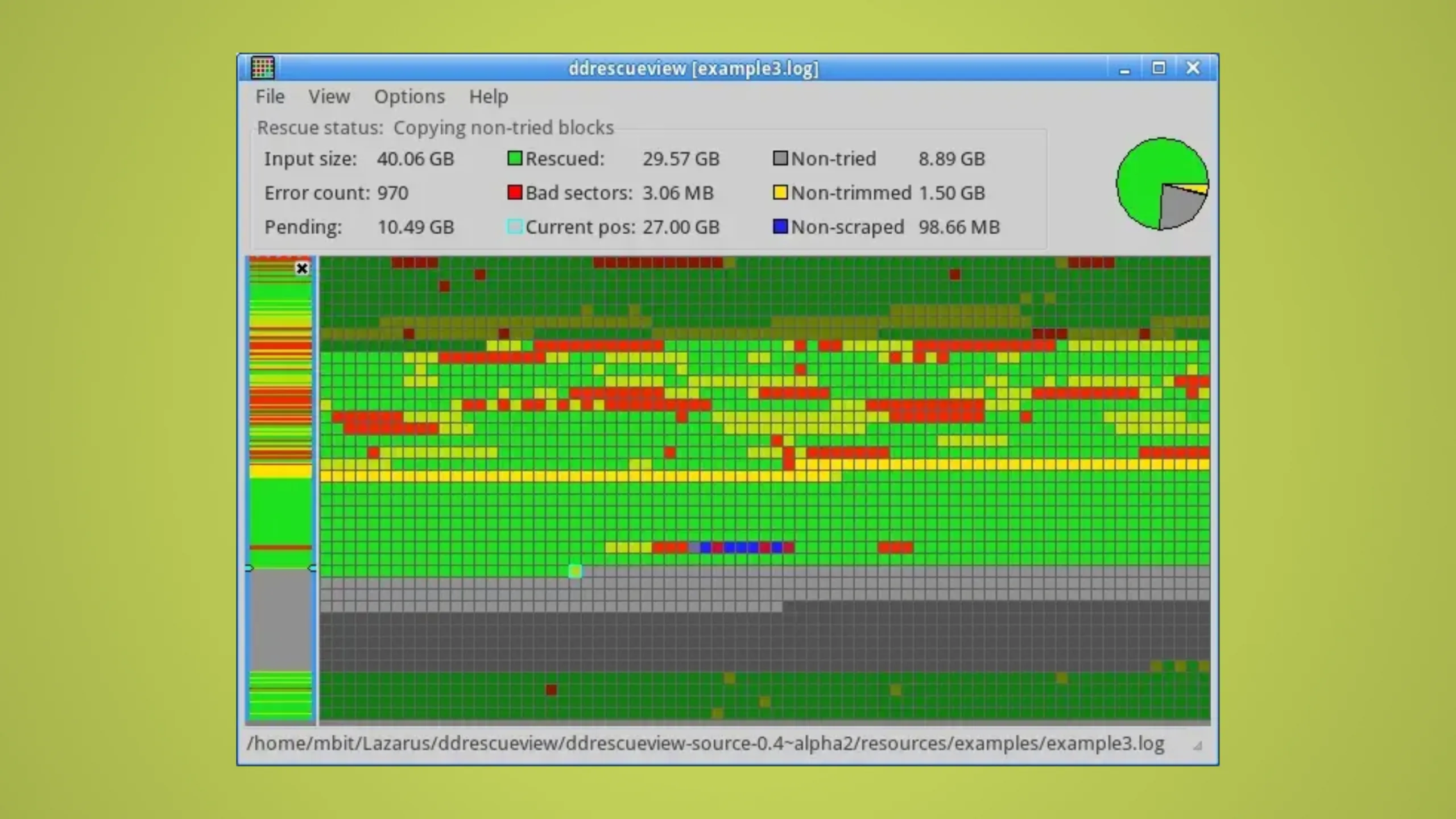Instale o ddrescueview no Ubuntu, Fedora, Debian e outras distribuições Linux com Flatpak 2 Imagem com a interface do ddrescueview