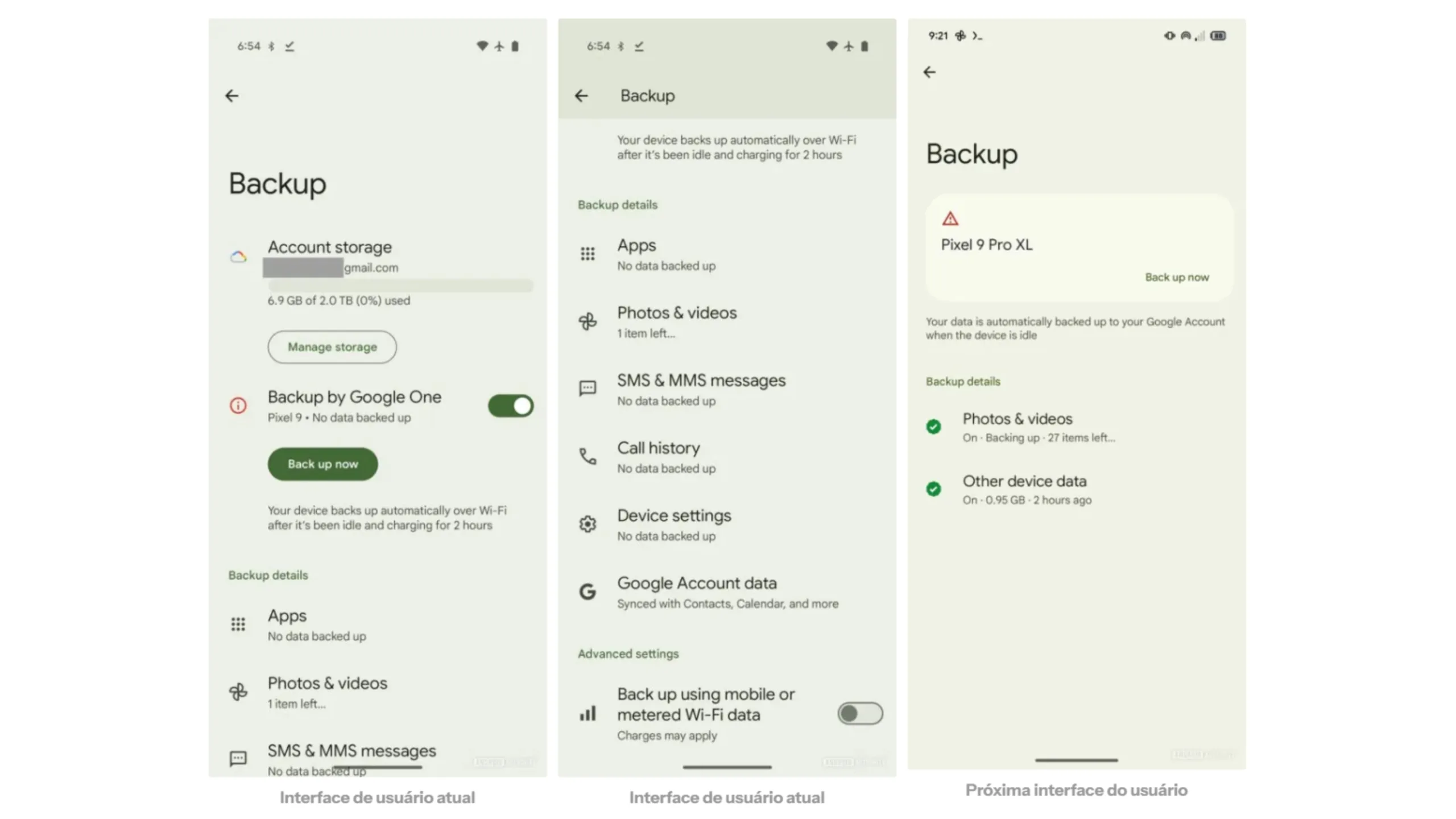 Google pode redesenhar a página de backup do Android com nova interface mais limpa 2 Página de backup Android