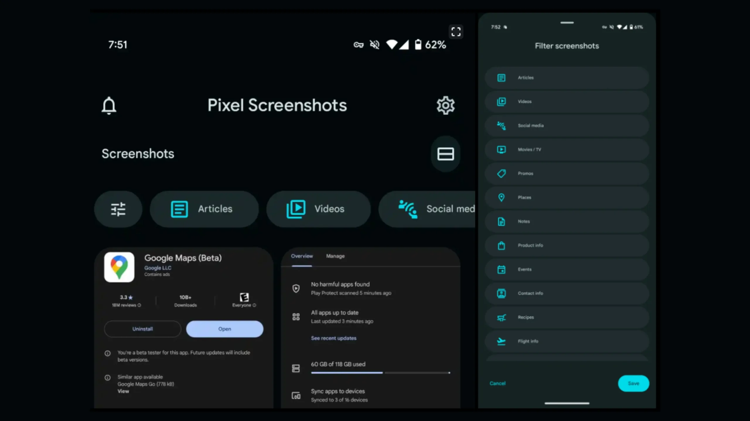 Novidade no Pixel Screenshots: sugestões automáticas de capturas de tela 2 Screenshots Pixel