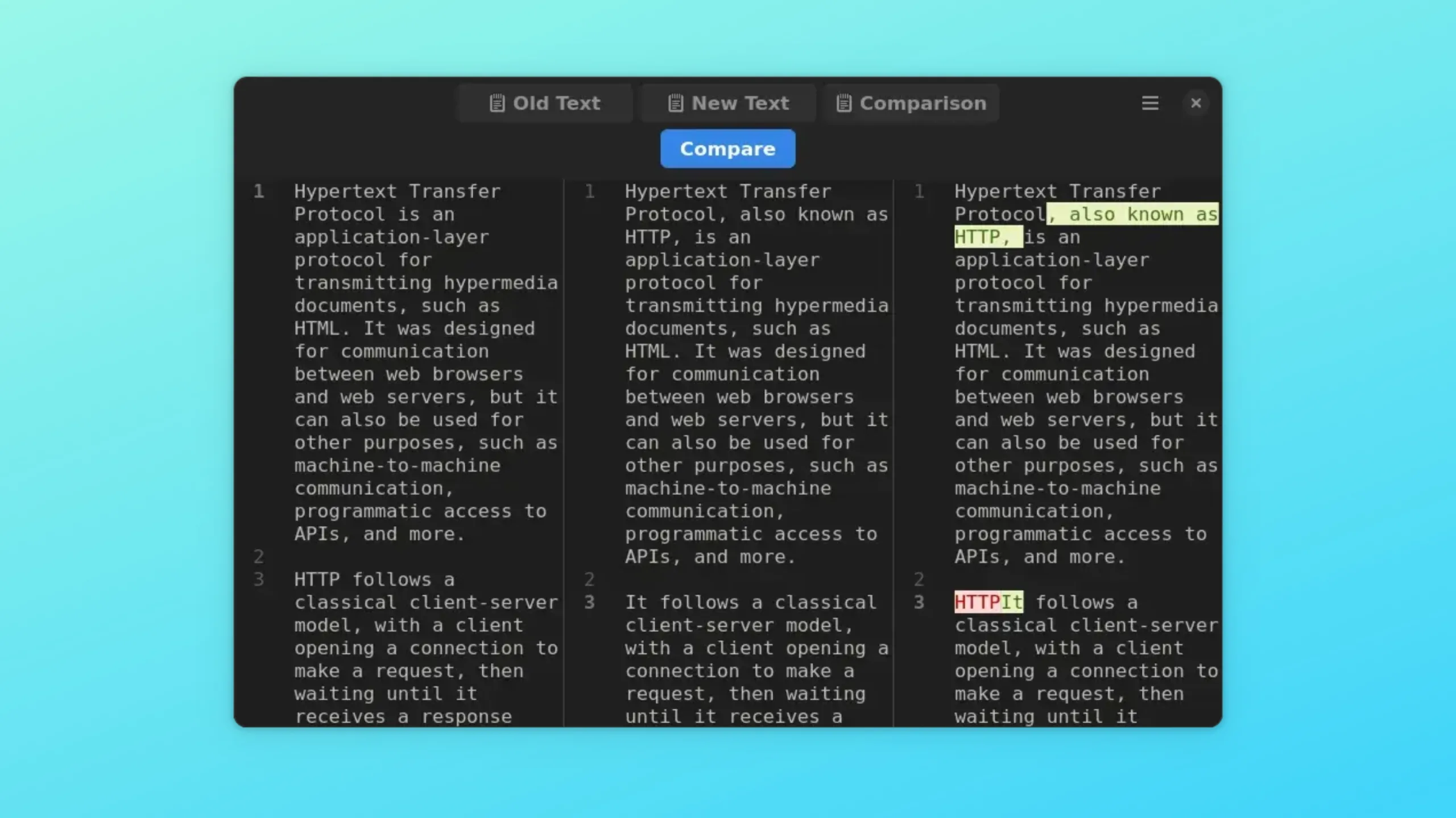 Instale o Text Compare no Ubuntu, Fedora, Debian e outras distribuições Linux com Flatpak 2 Imagem com a interface do Text Compare