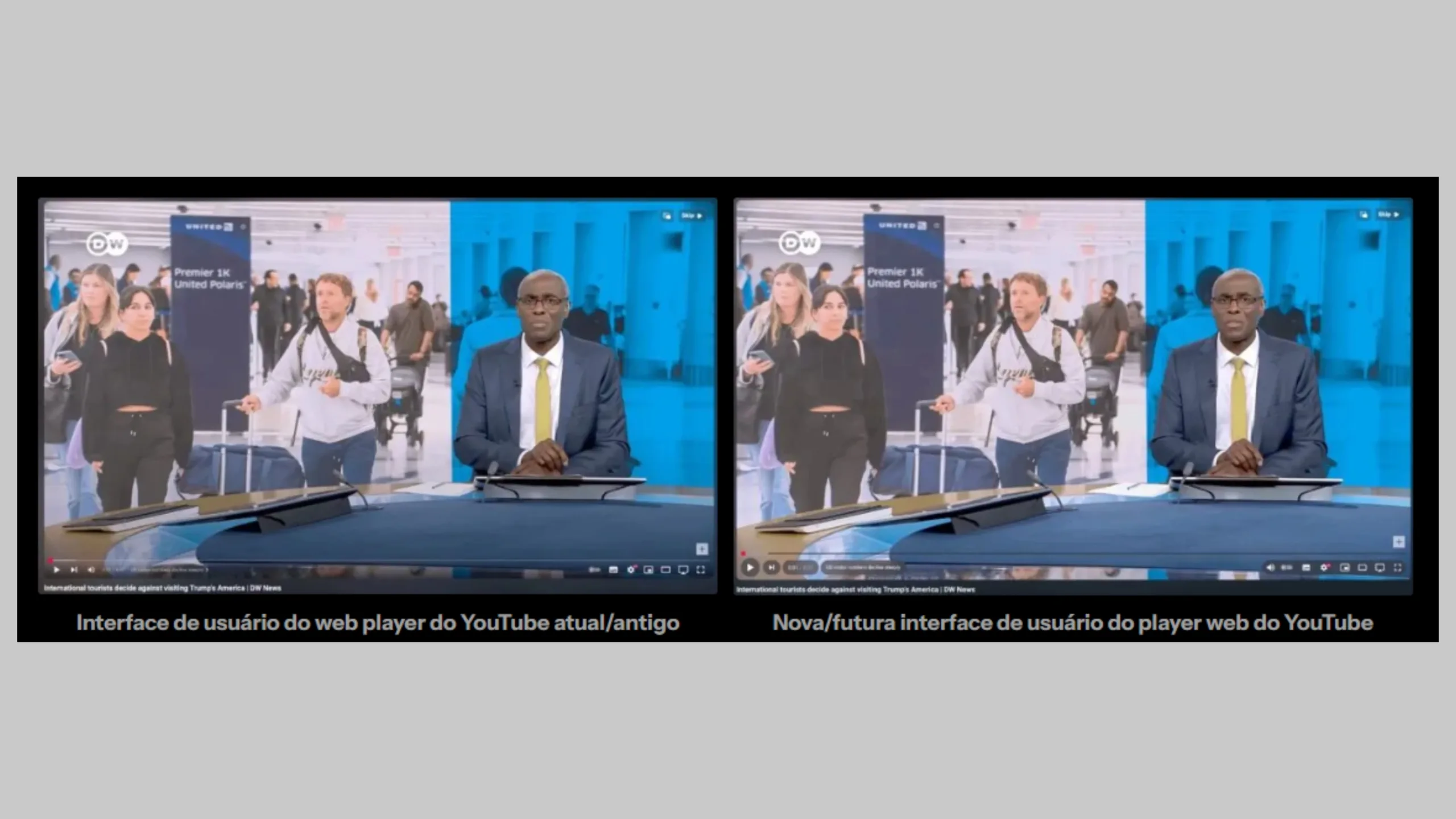 Interface nova YouTube