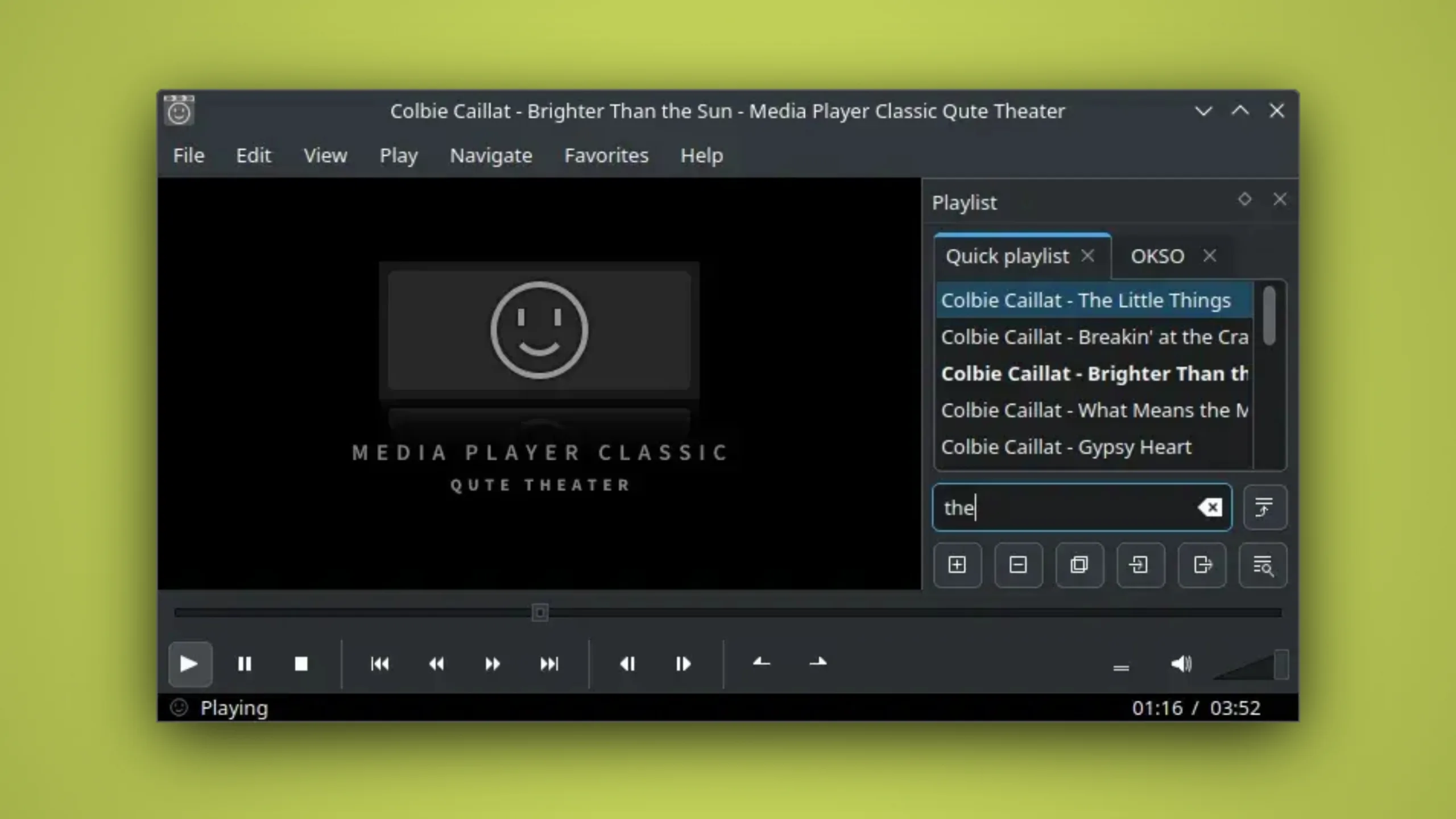 Imagem com a interface do Media Player Classic Qute Theather