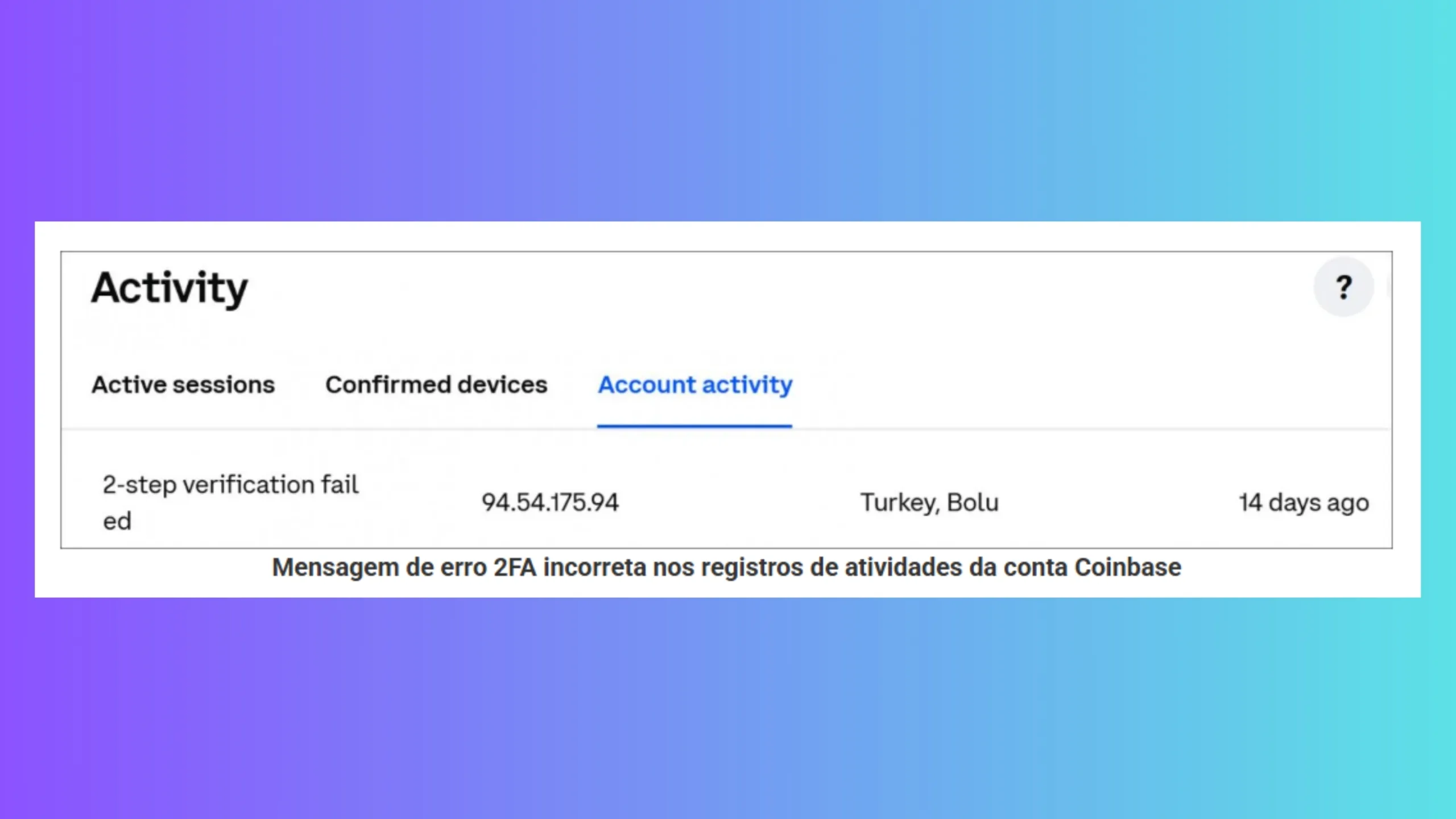 Erro coinbase