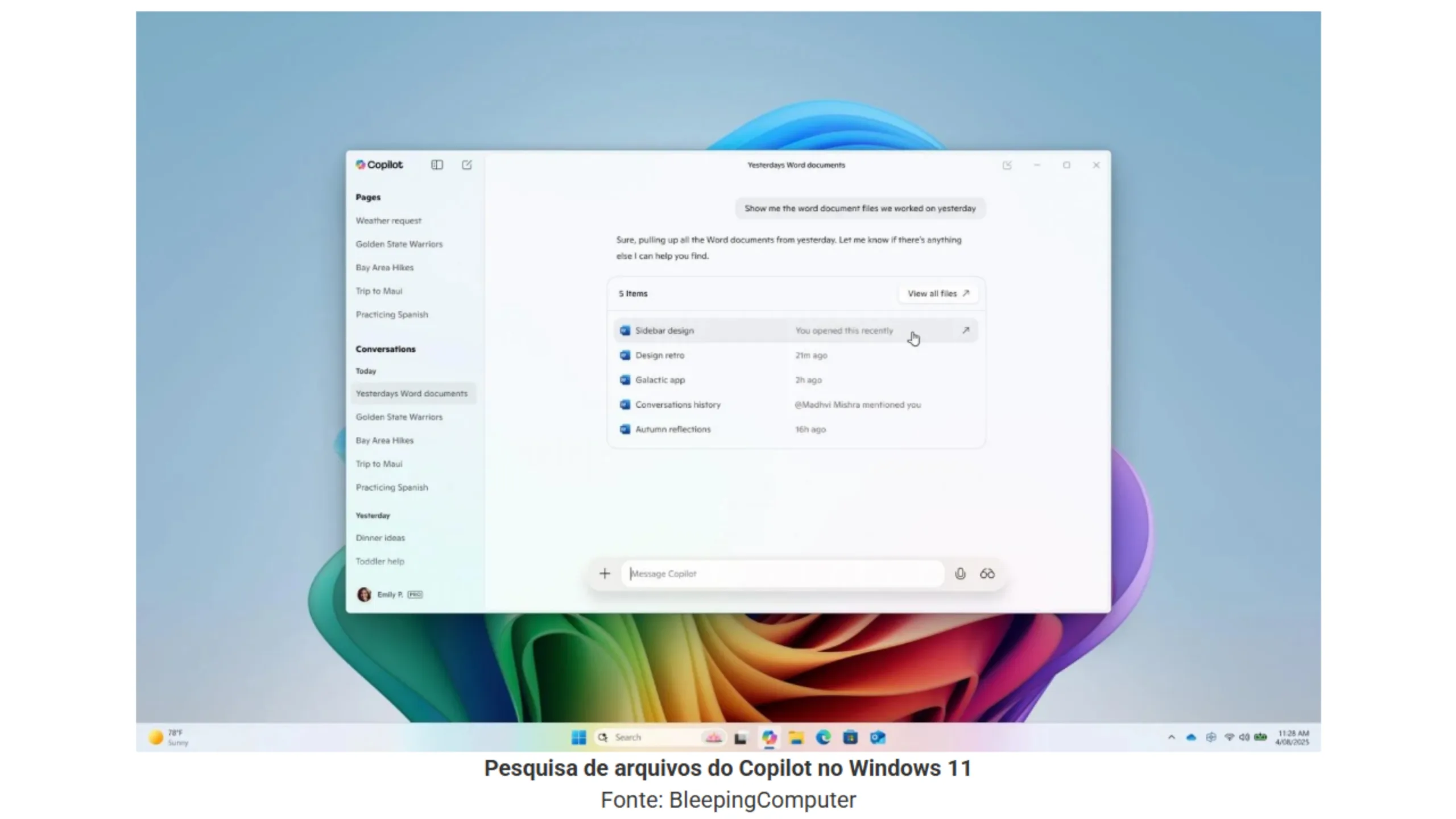 Nova integração do Windows 11 permite que Copilot veja apps e arquivos 2 Windows 11