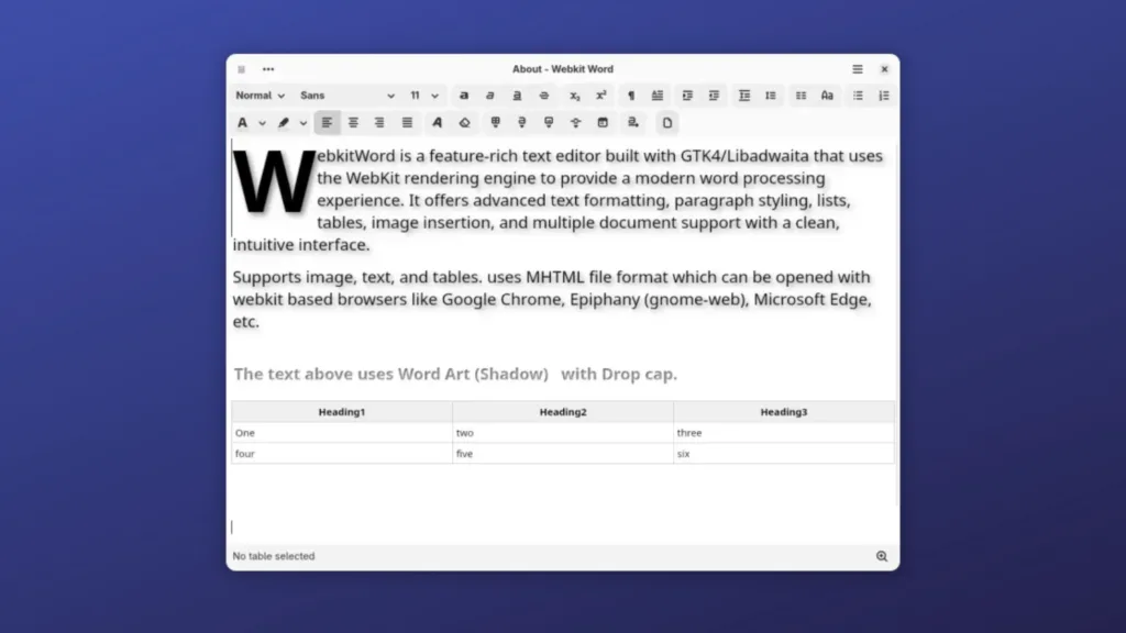 Imagem com a interface do WebkitWord