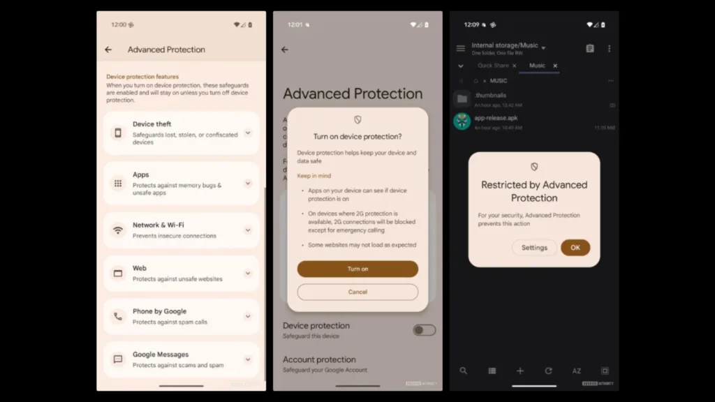 Segurança avançada Android 16