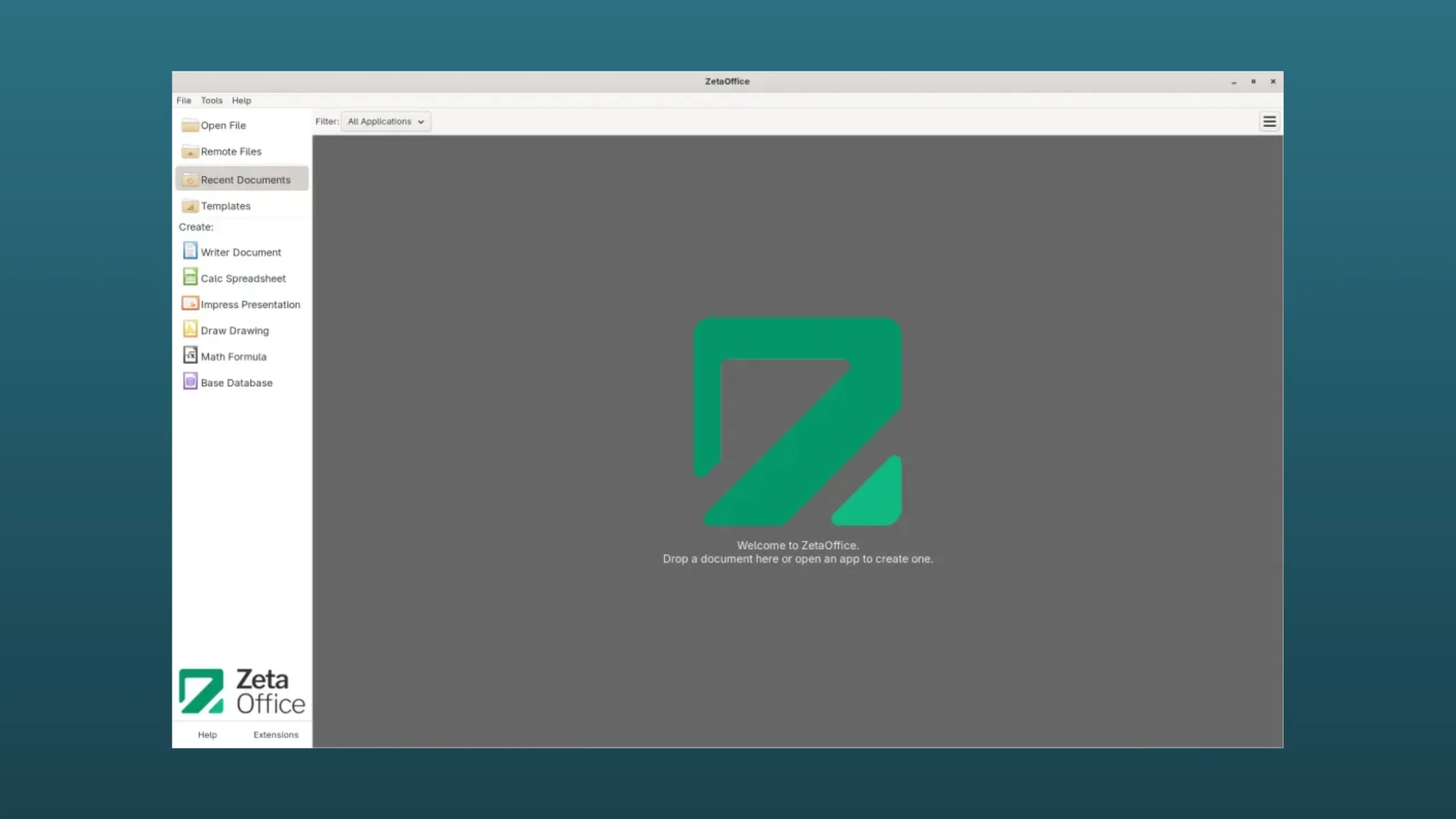 Instale o ZetaOffice no Ubuntu, Fedora, Debian e outras distribuições Linux com Flatpak 2 Imagem com a interface do ZetaOffice