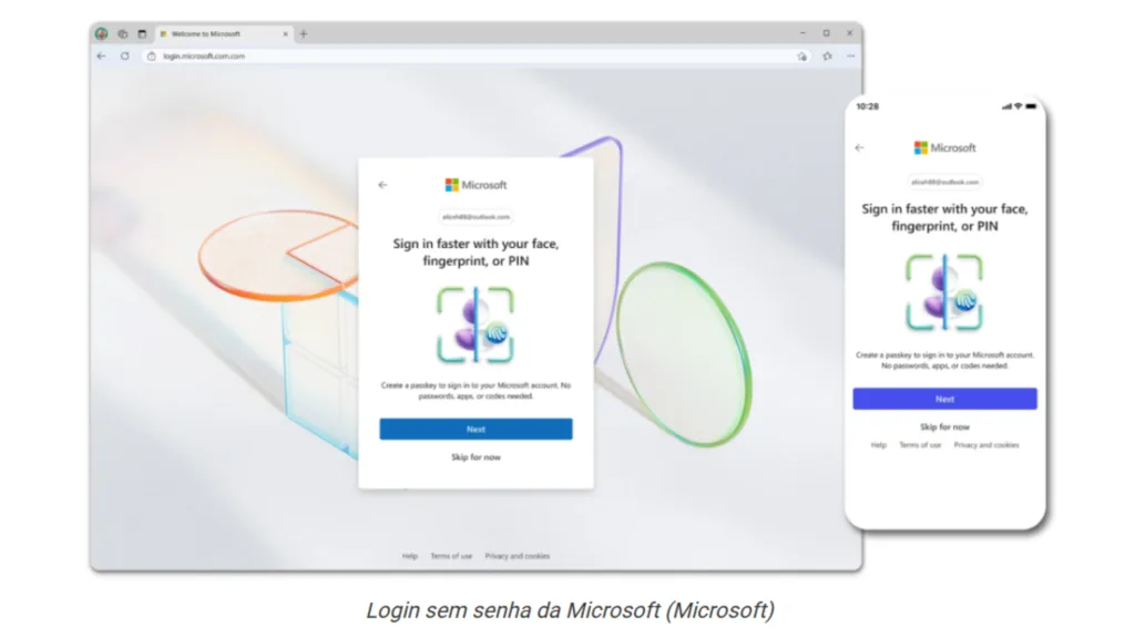 Senhas de contas  Microsoft