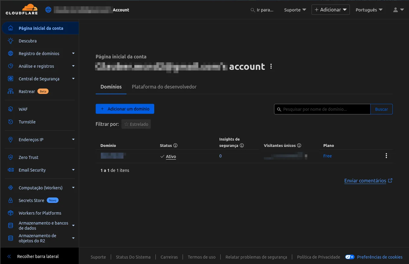 Configurando o Cloudflare Tunnel (Zero Trust) 2 jelSUhcJ 01 add dominio ao cloudflare