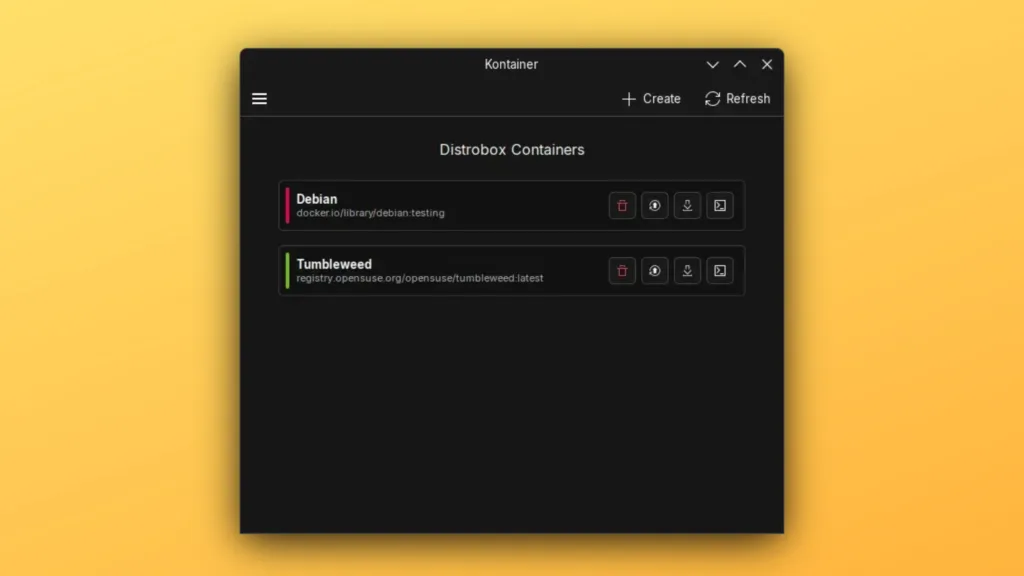 Imagem com a interface do Kontainer