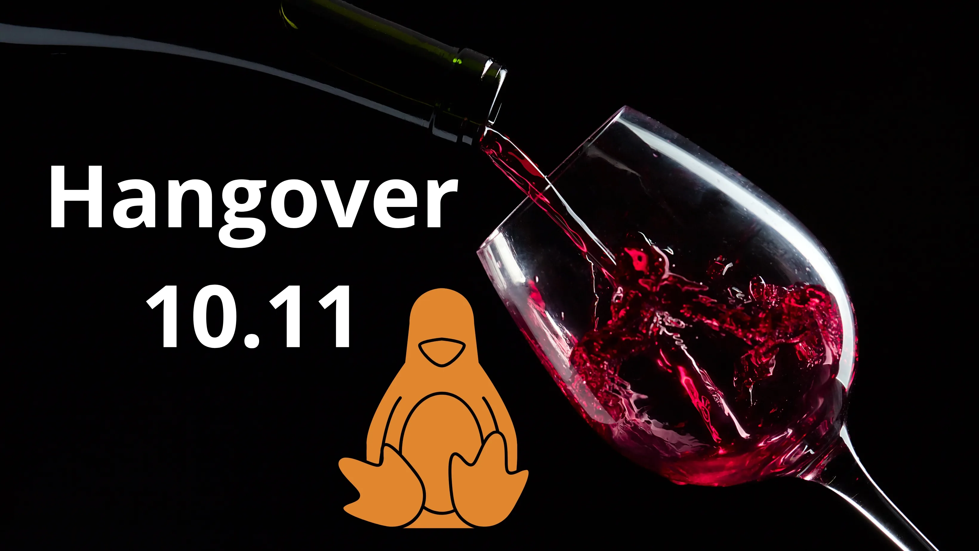 Hangover 10.11 em destaque com ícone do Linux e vinho, simbolizando compatibilidade Windows no Linux ARM