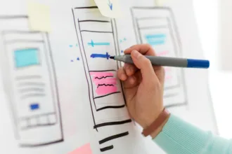a hand holding a marker over a whiteboard