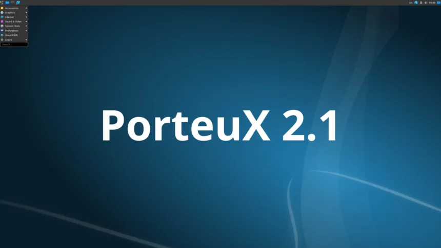 Tela inicial do PorteuX 2.1 com ambiente LXQt leve e minimalista