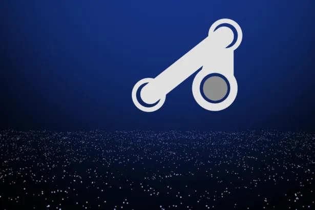 Logo do Steam em um desktop Linux com o cliente Steam aberto, representando a correção na atualização Steam Linux