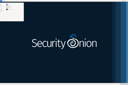 Interface inicial do Security Onion 2.4.160 exibindo o logo em ambiente gráfico minimalista