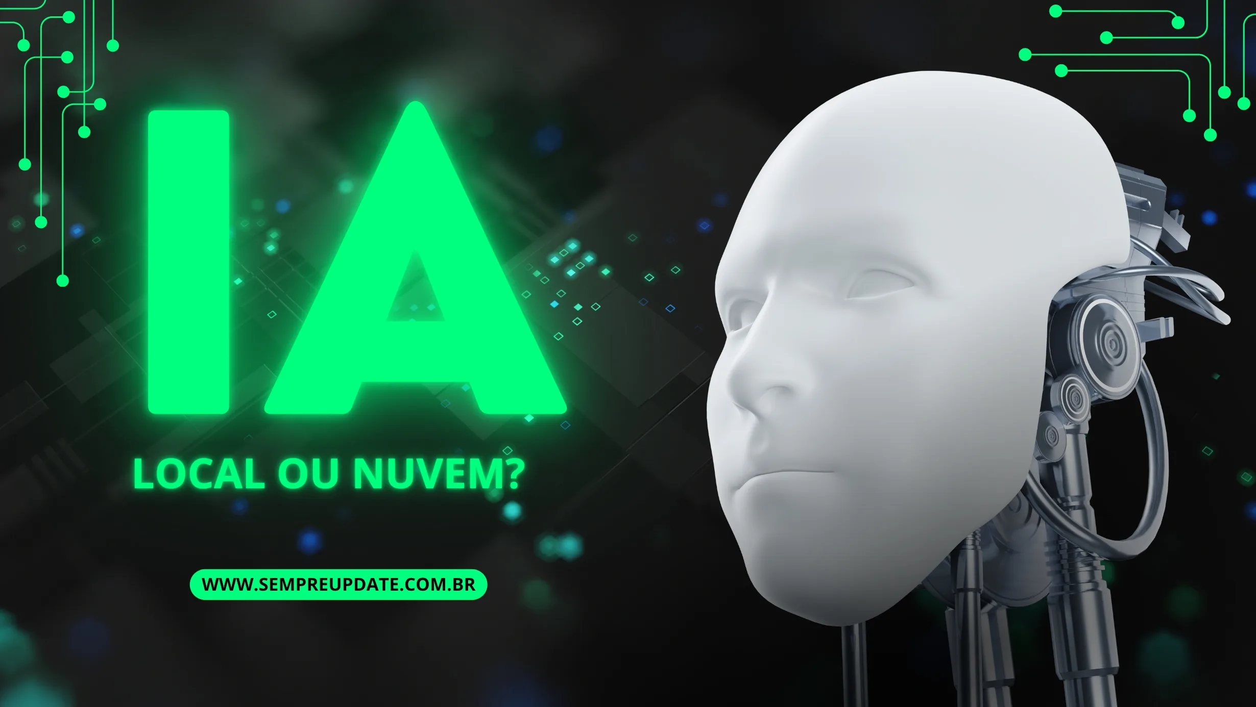 Comparação entre IA local e IA na nuvem, destacando privacidade, segurança e desempenho