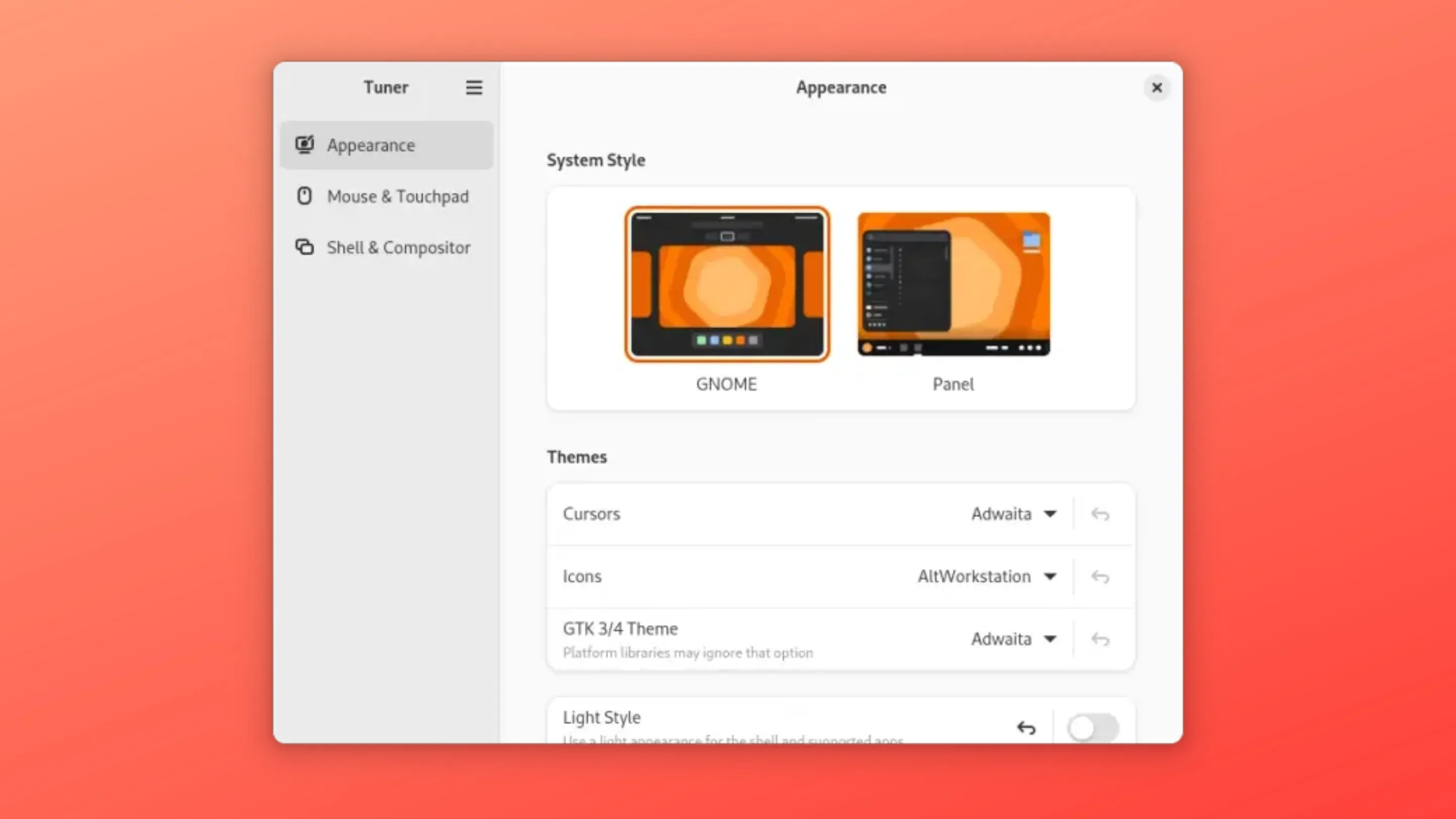 Imagem com a interface do Tuner