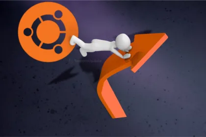 Personagem impulsionado pelo logo do Ubuntu em direção ao futuro com Wayland no Ubuntu 25.10.