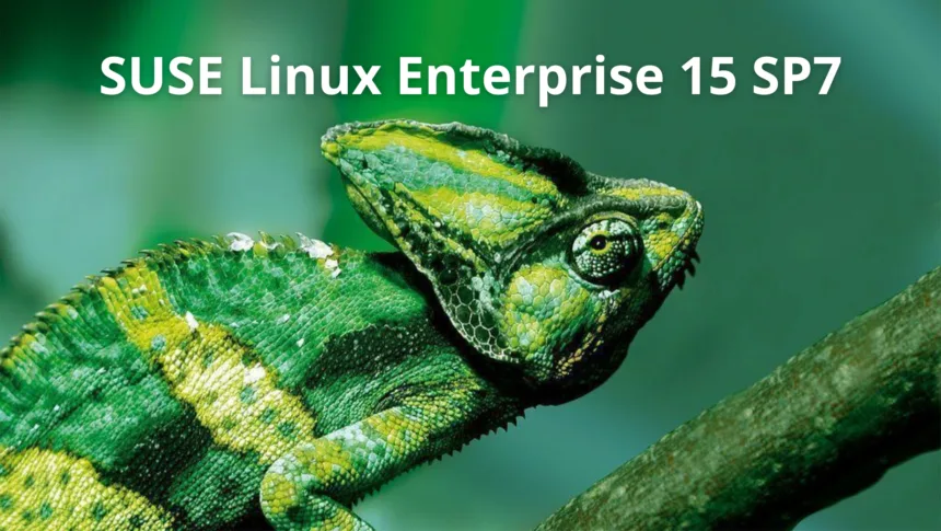 Imagem promocional do SUSE Linux Enterprise 15 SP7 com fundo verde característico