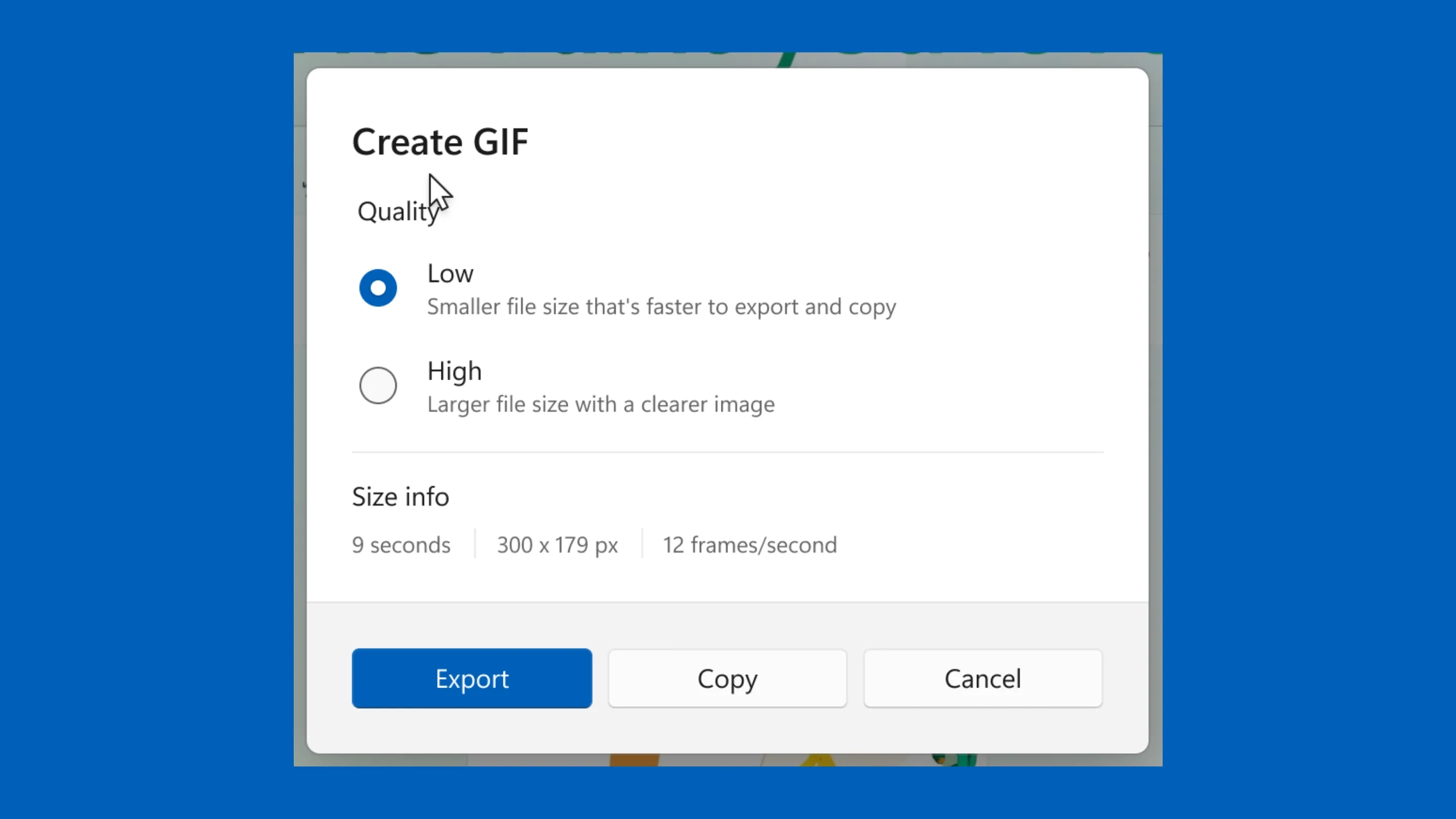 Caixa de diálogo GIF da ferramenta de recorte (Microsoft)