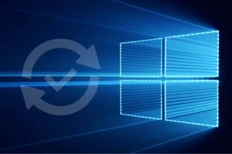 Logo do Windows 10 com destaque visual para o tema de atualizações gratuitas e suporte estendido.