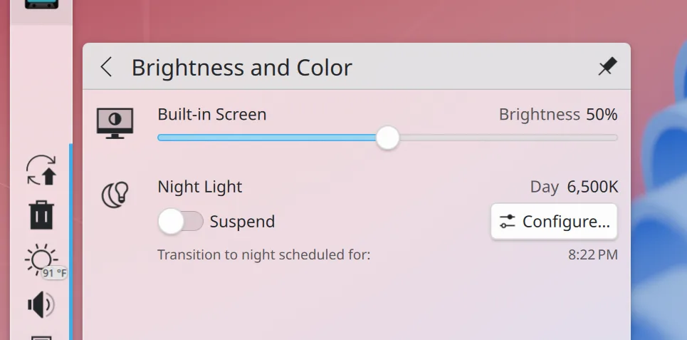 imagem do ambiente kde plasma 6.4.1 mostrando o contraste de texto e ajustes visuais